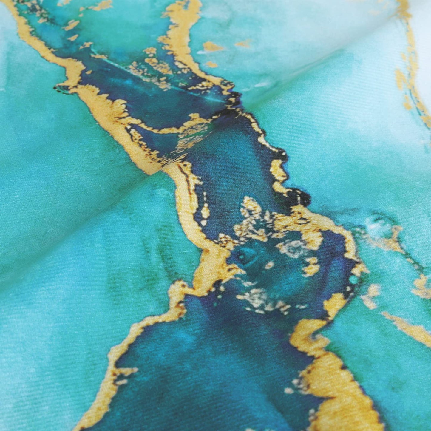 Bonhause Turquoise Marble Throw Pillow Covers 18x18 Inch Set of 4 Two-Sided Teal Gold Abstract Art Modern Decorative Pillows Case Soft Velvet Outdoor Cushion Covers for Couch Sofa Bed Home Decor