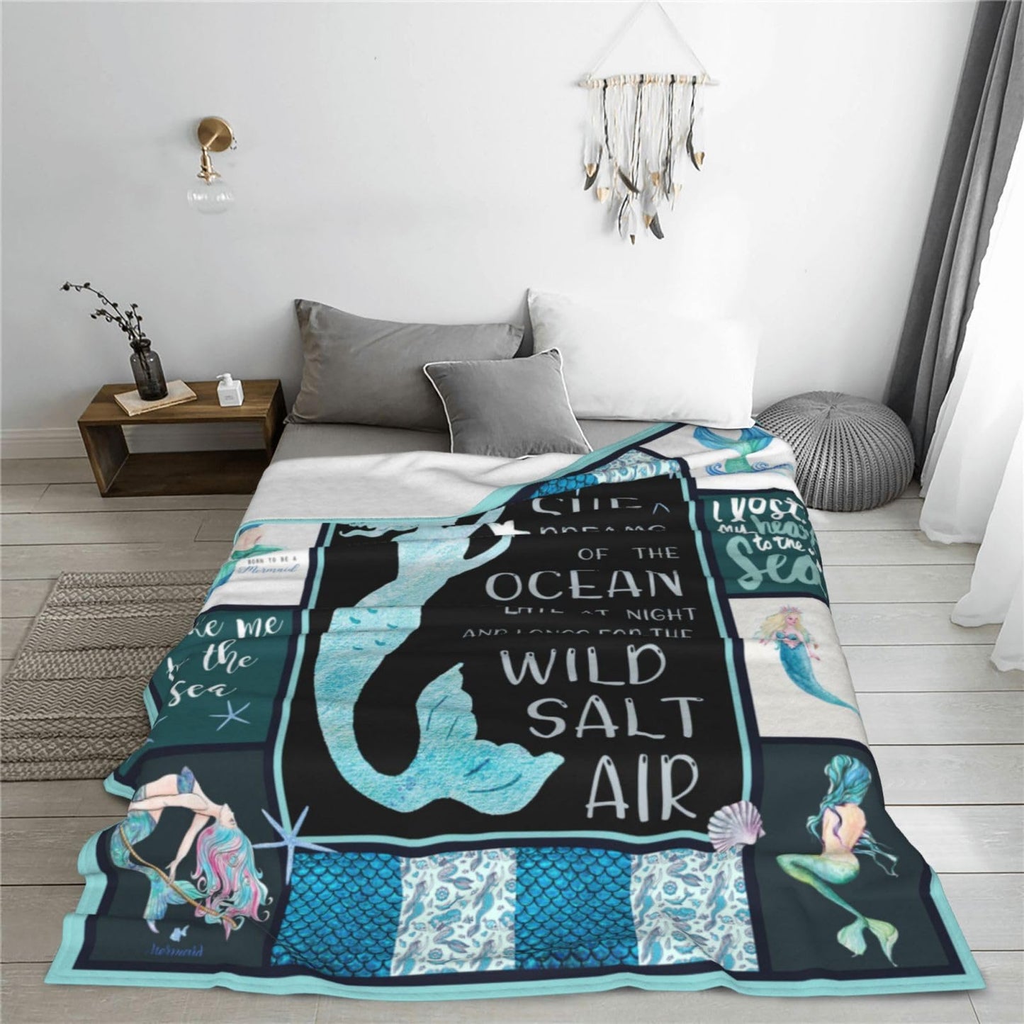 Mermaid Blanket Mermaid Tail Throw Blanket Soft Fleece Flannel Bedding Mermaid Gifts for Women Girls Lovers Adults Boys Stuff Plush for Couch Sofa Bed Room Decor 40"X50"