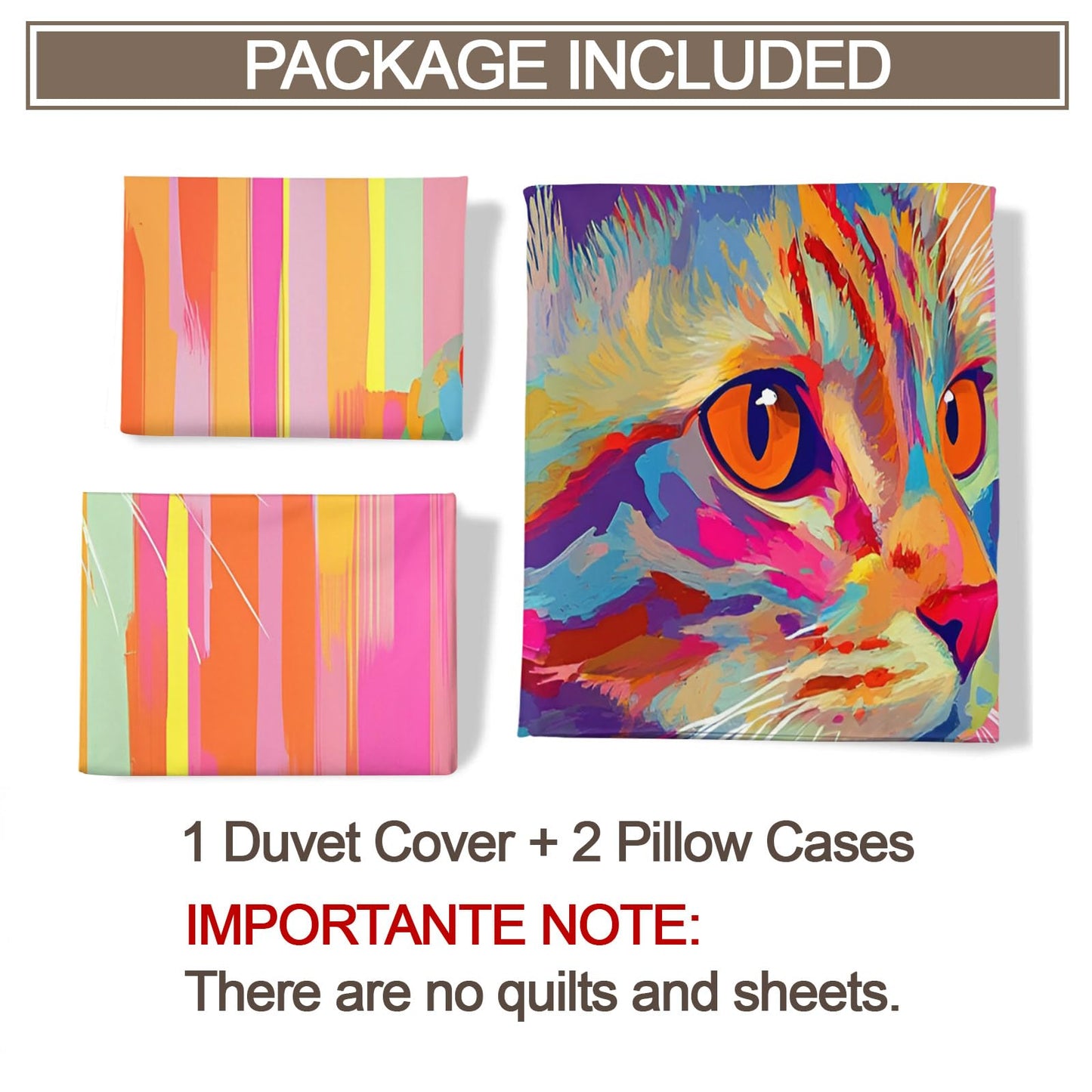 ZAMODE Colorful Kitten Duvet Cover Queen Size, Cute Cartoon Cat Comforter Cover 90" x 90", Dreamy Pets Bedding Set with 2 Pillowcases