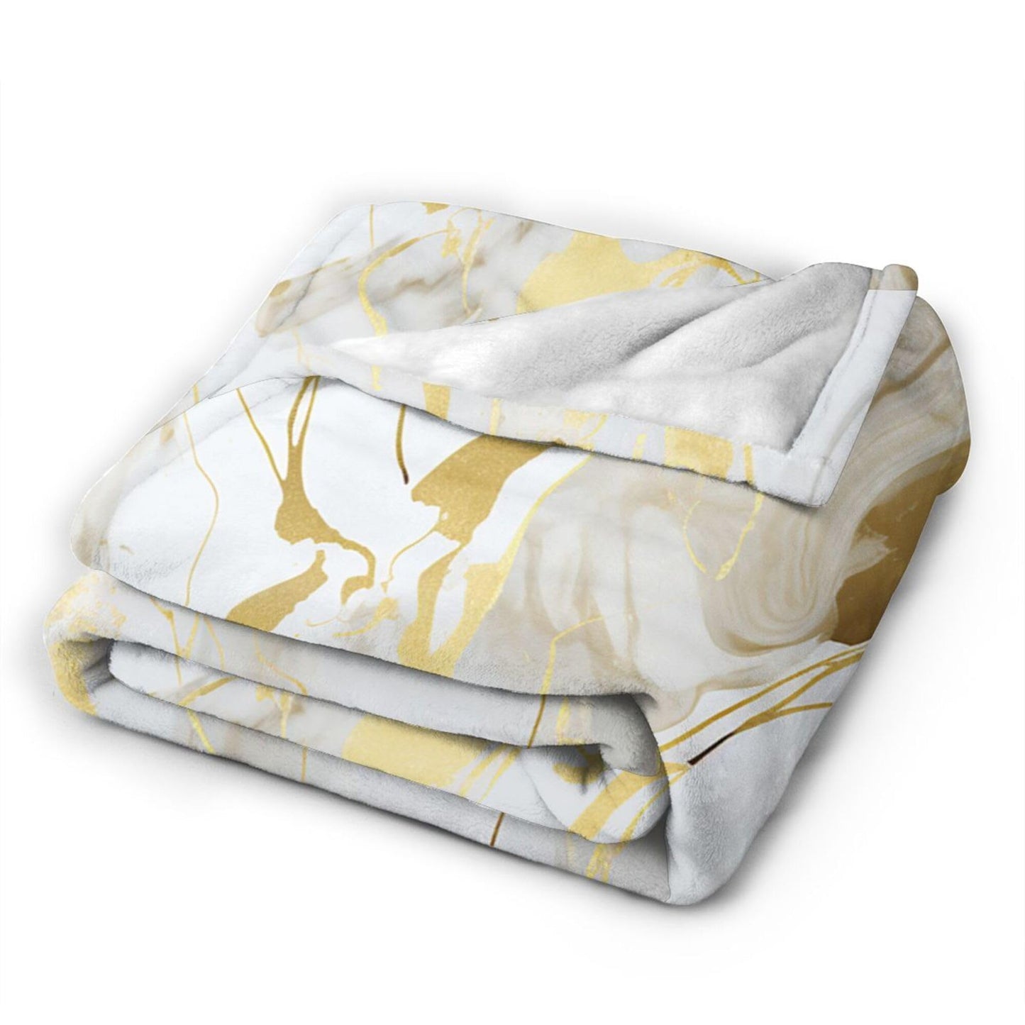 Soft Warm Throw Blanket for Couch Living Room White Golden Marble Texture Print Cozy Fuzzy Throw Blanket for Sofa Bed Blanket 60"x50"