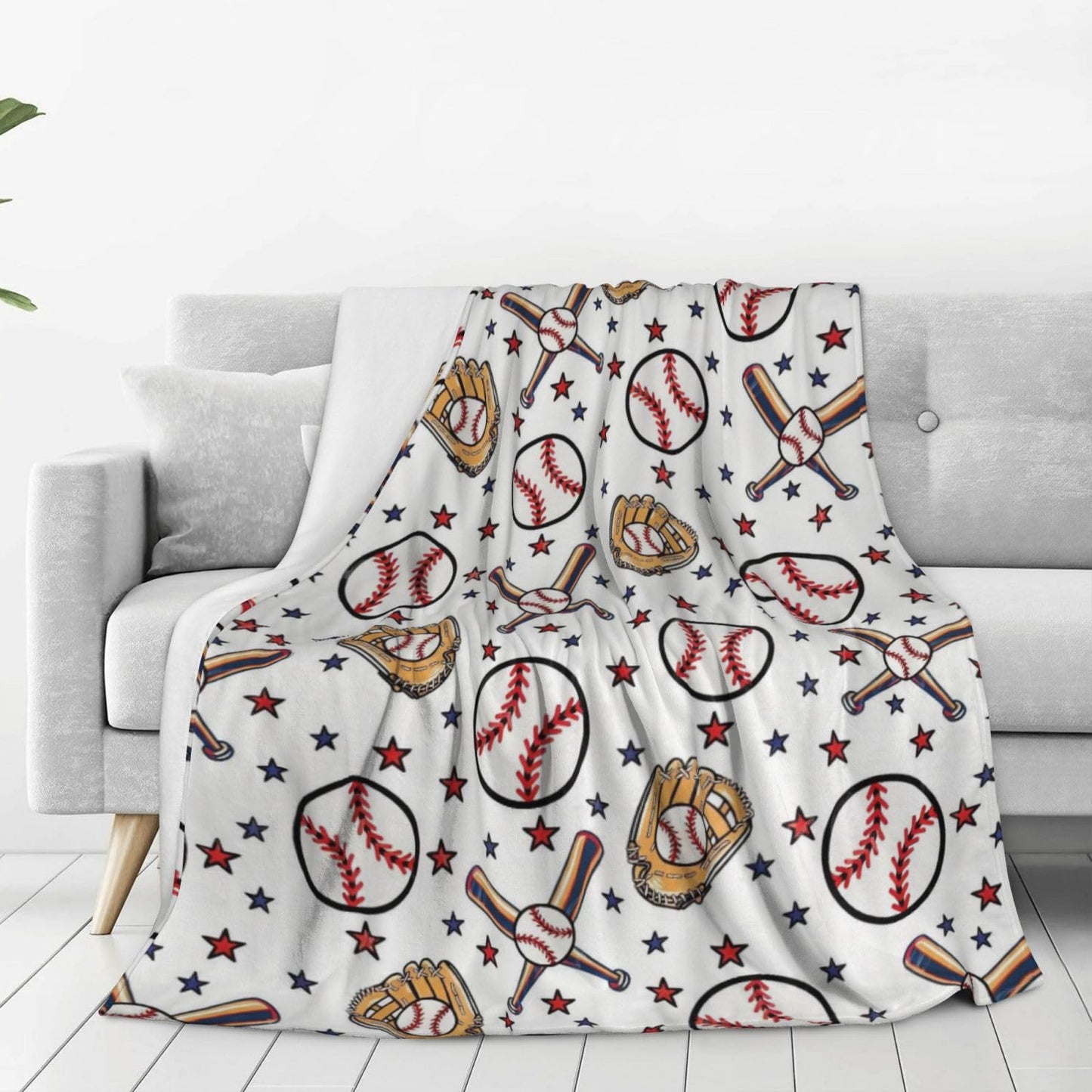 Baseball Blanket, Soft Fleece Throw for Kids, Unique Baseball Gifts Ideas for Boys & Girls Throw Blanket for Home Living Room Couch Bed Chair or Dorm Decor 50x40inches