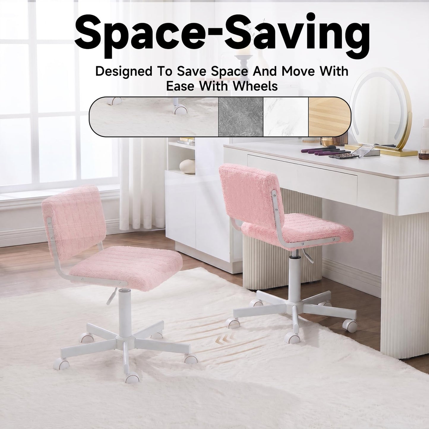 Manyday Office Chair Vanity Chair with Wheels l Comfy Desk Chair with Back