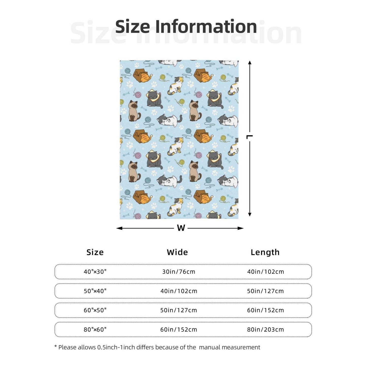 Soft Fluffy Cat Pattern Blanket, Cute Feline Design Cozy Throw Blanket for Adults Kids Pet,Lightweight Warm Plush Fleece Blanket for Couch Bed Sofa, for Cat Lovers 50"x40"