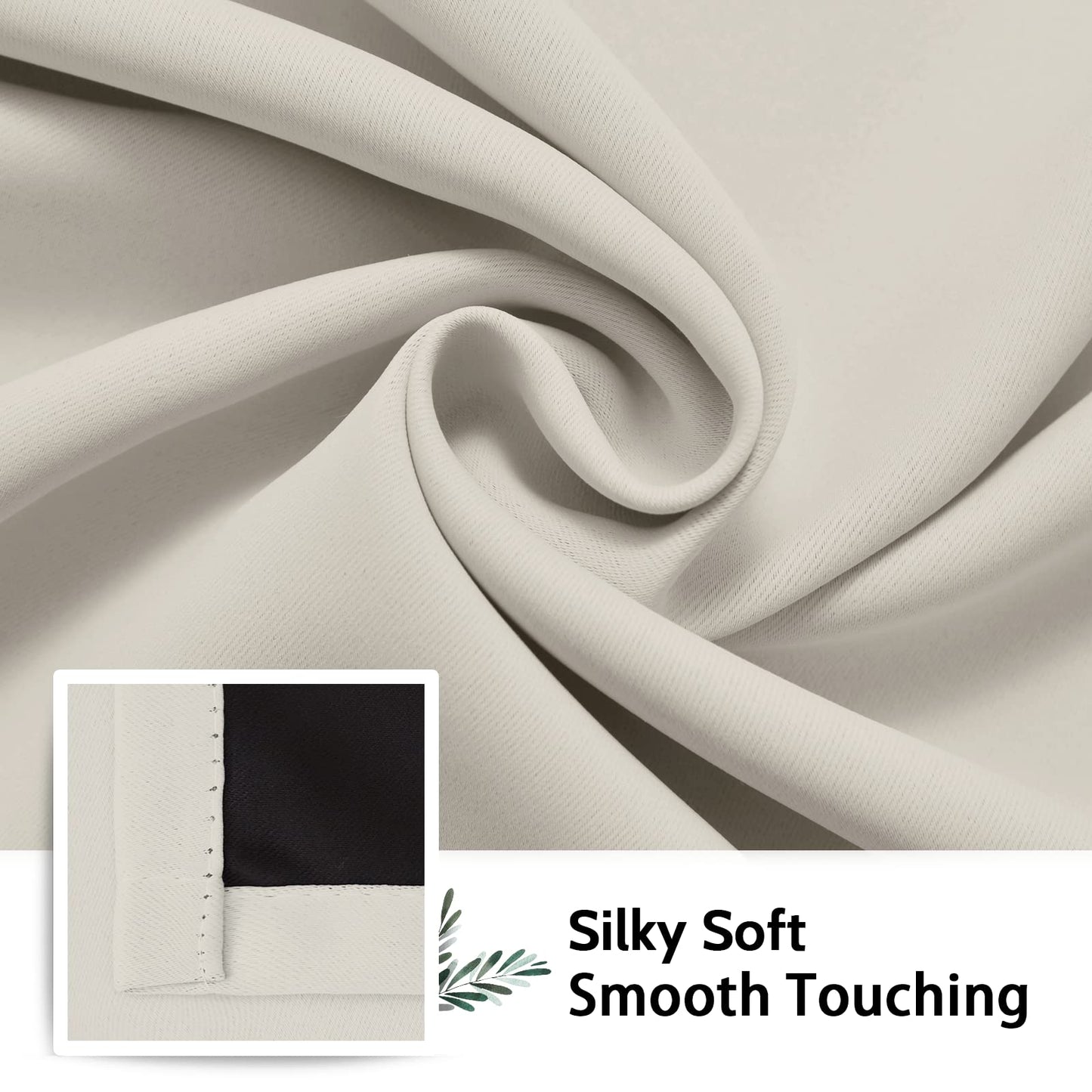 SimpleHome 100% Blackout Curtains for Bedroom,Thermal Insulated Grommet Window Drapes Room Darkening Cream Curtains for Living Room with Black Back,52 x 84 Inch,2 Panels
