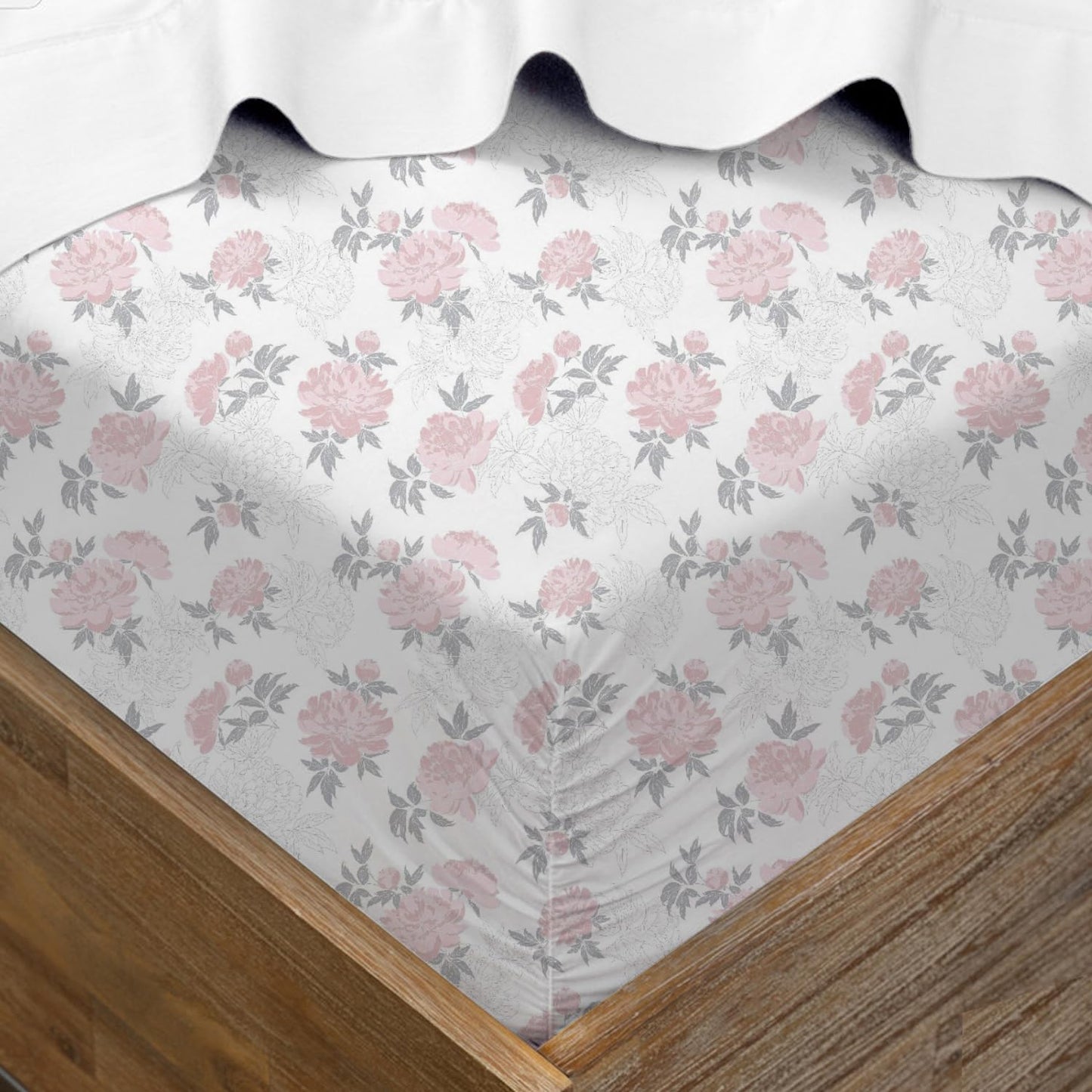 Queen Sheet Set - 4 Piece Bedding - Brushed Microfiber Soft Sheets for Queen Size Bed with Flat,Fitted Sheet,2 Pillow Cases (Blush Petals)