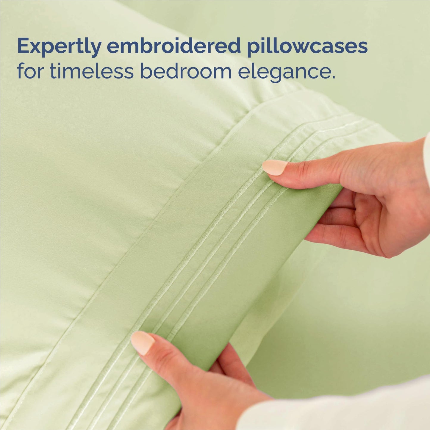 Split King Size 5 Piece Sheet Set - Comfy Breathable & Cooling Sheets - Hotel Luxury Bed Sheets for Women & Men - Deep Pockets, Easy-Fit, Soft & Wrinkle Free Sheets - Light Sage Green Oeko-Tex Sheets