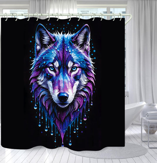 LYFANS Bathroom Using A Black Background Wolf Head 3D Shower Curtain, Luxury Bathtub Standard Shower Curtains, Waterproof and Bright Fabric Shower Curtain, Size (72x72 Inches)