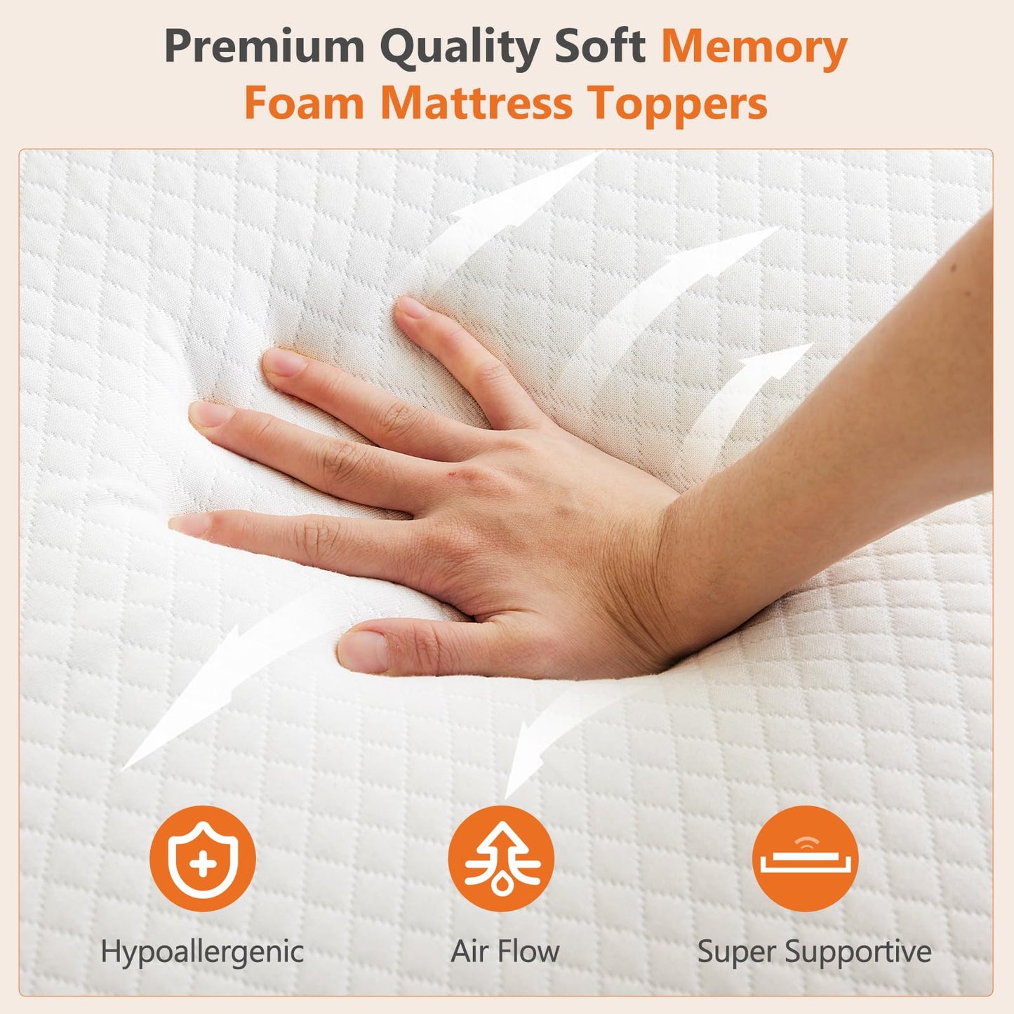 Sweetcrispy Memory Foam Mattress Topper Queen with Removable Soft Cover, 2 Inch Thick Gel Infused Cooling Toppers Pad for Queen Size Bed, Sleeper Sofa, RV, Camper, CertiPUR US Certified, Ventilated
