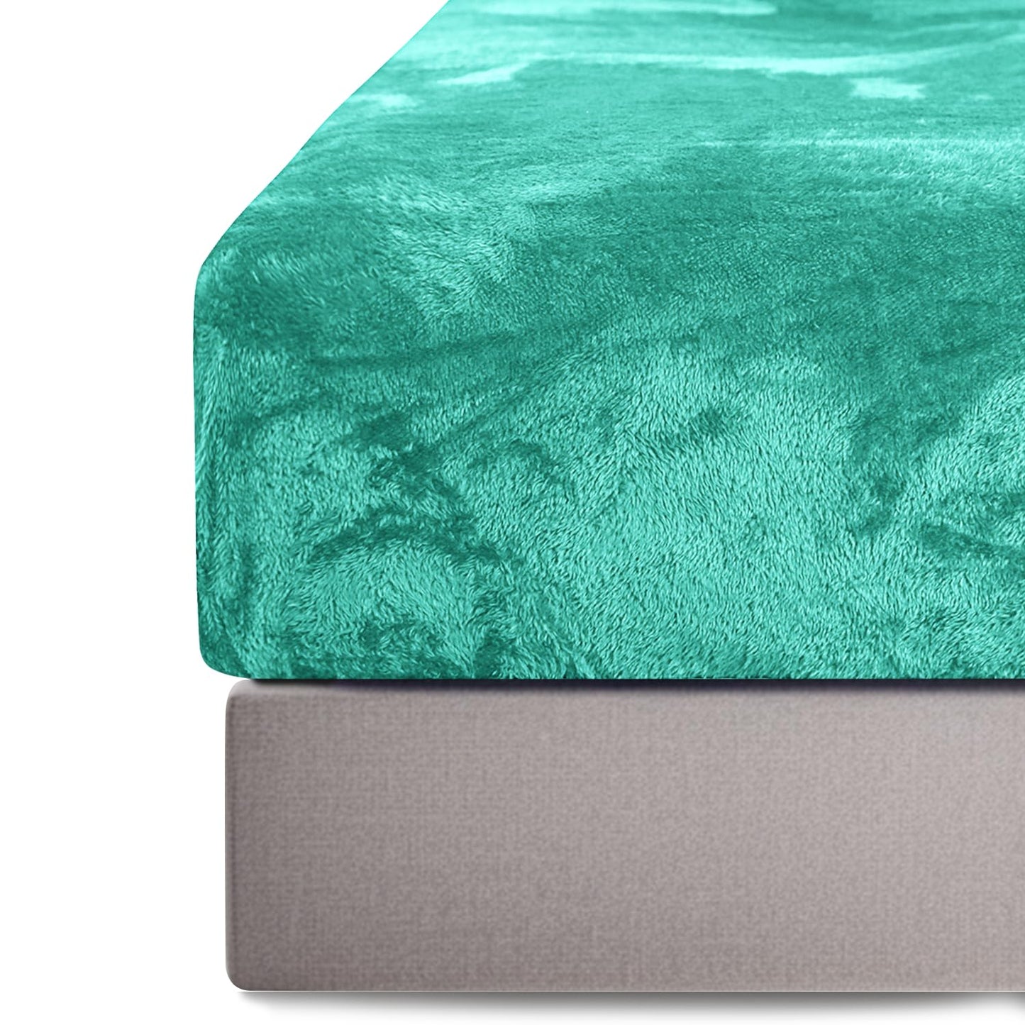 Ramesses Fluffy Teddy Fleece Full Size Fitted Sheet - 1 Deep Pocket Furry Fleece Fitted Sheet and 2 Piece Ultra Soft Pillowcases (Green, Full)