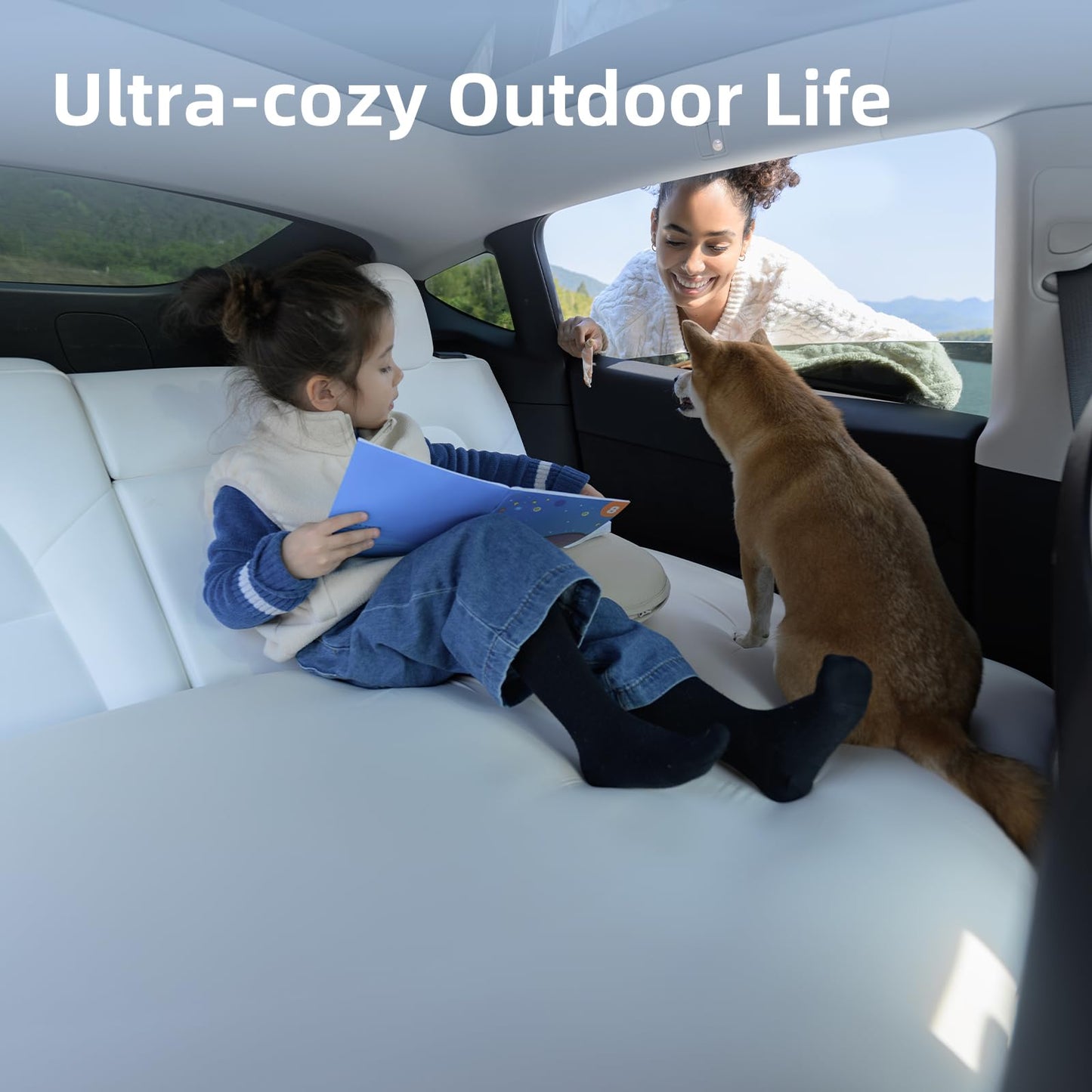 Havnby SUV Car Bed, TPU Air Foam Inflatable Backseat Mattress, Rearseat Camping SnugNest with Rechargeable Built-in Pump, Portable Blow Up Travel Sleeping Mattress for SUV