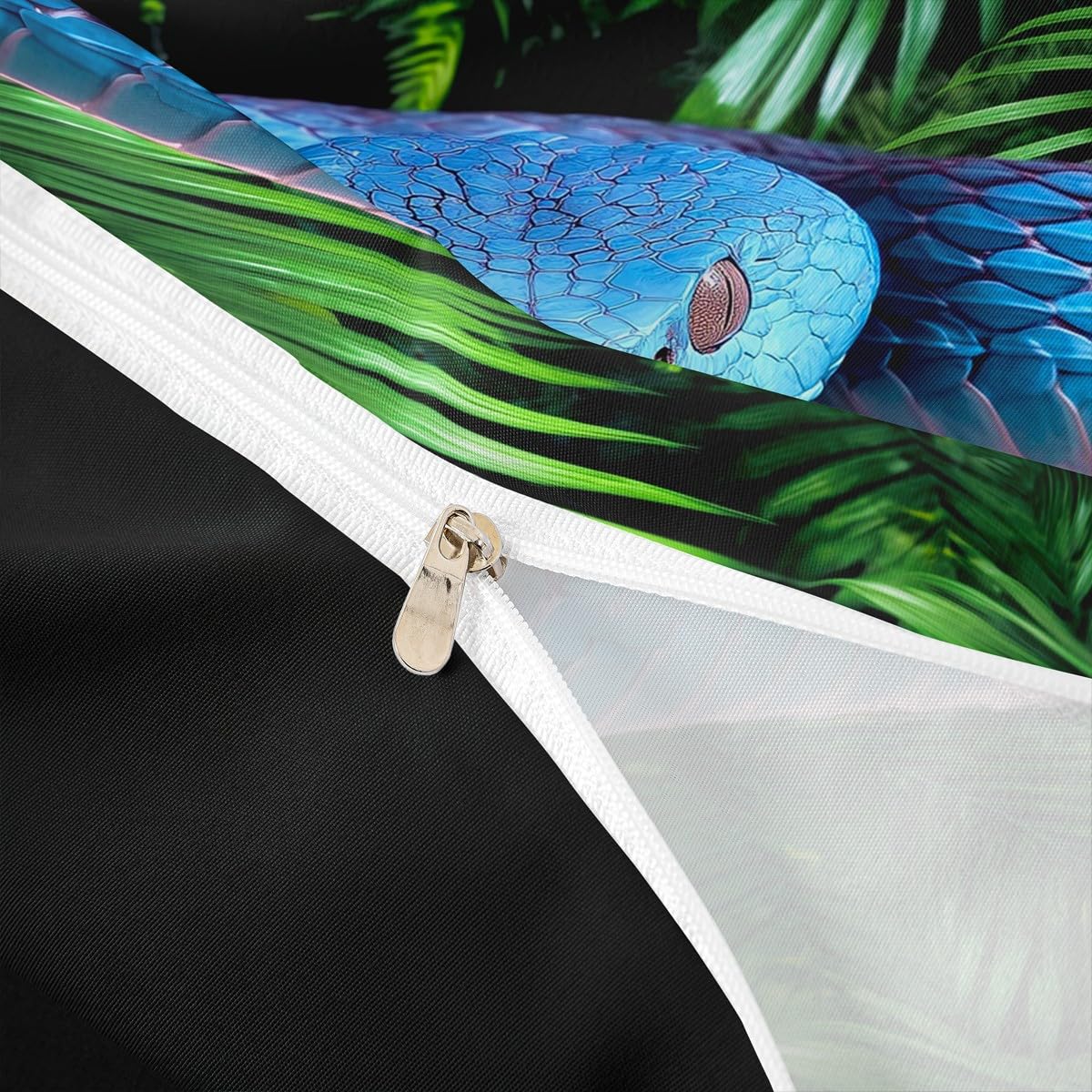 Erosebridal Snake Comforter Cover, 3D Python Duvet Cover, Palm Leaf Bedding Set Full Size, Reptile Tropical Theme Quilt Cover for Kids Boys Girls Teens Living Room Decorative