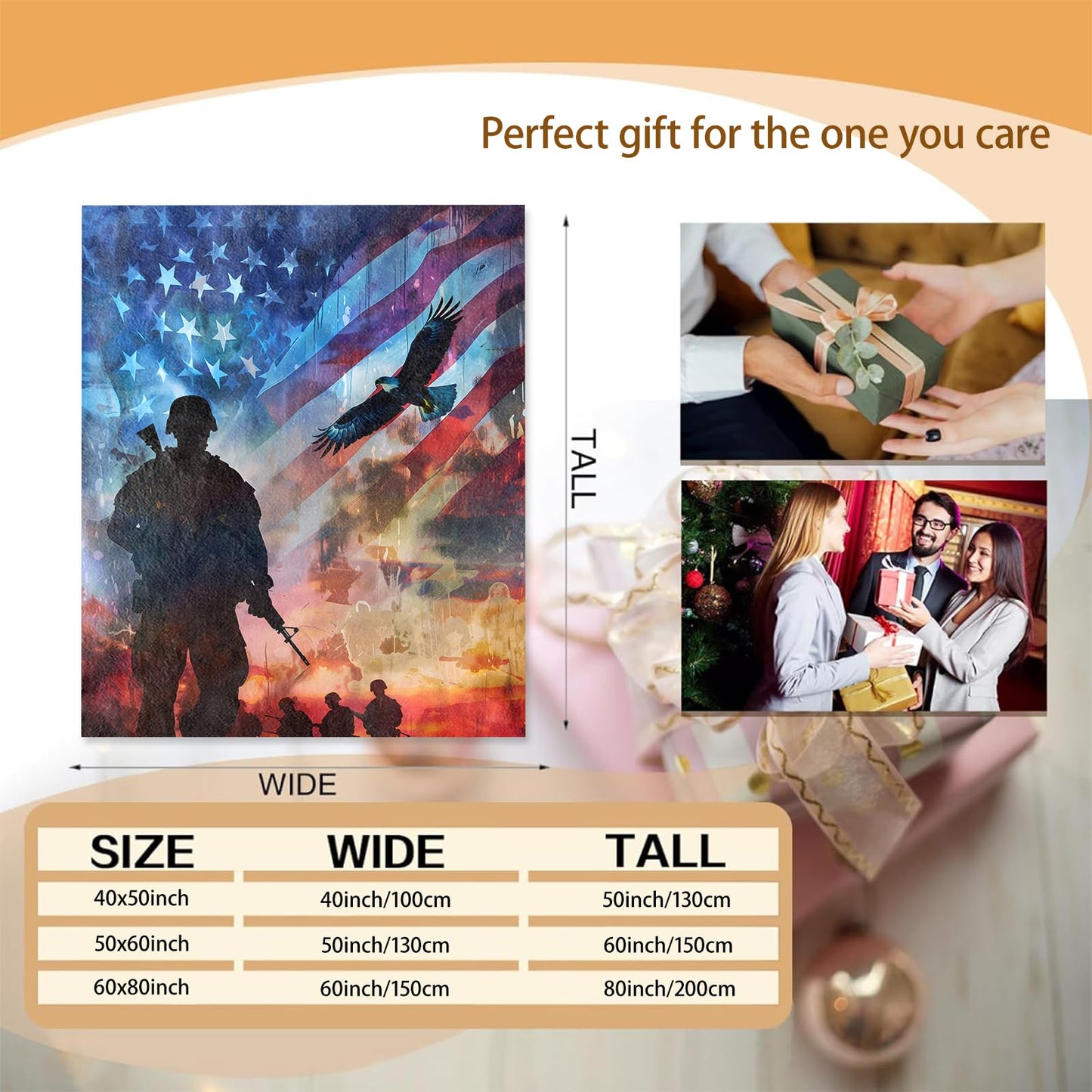 Mounidso Veteran Blanket, American Flag Eagle Flannel Blanket Gifts for Women, Soft Warm Lightweight Bald Eagle Blankets for Living Room Home Sofa Travel Decor 50" x 60"