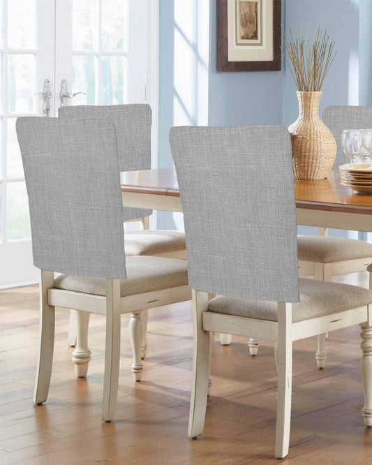 Gray Chair Back Covers Set of 6, Solid Grey Color Burlap Removable Washable Chair Covers for Dining Chairs, Modern Farmhouse Decorative Dining Room Chairs Cover for Party Home Hotel Wedding