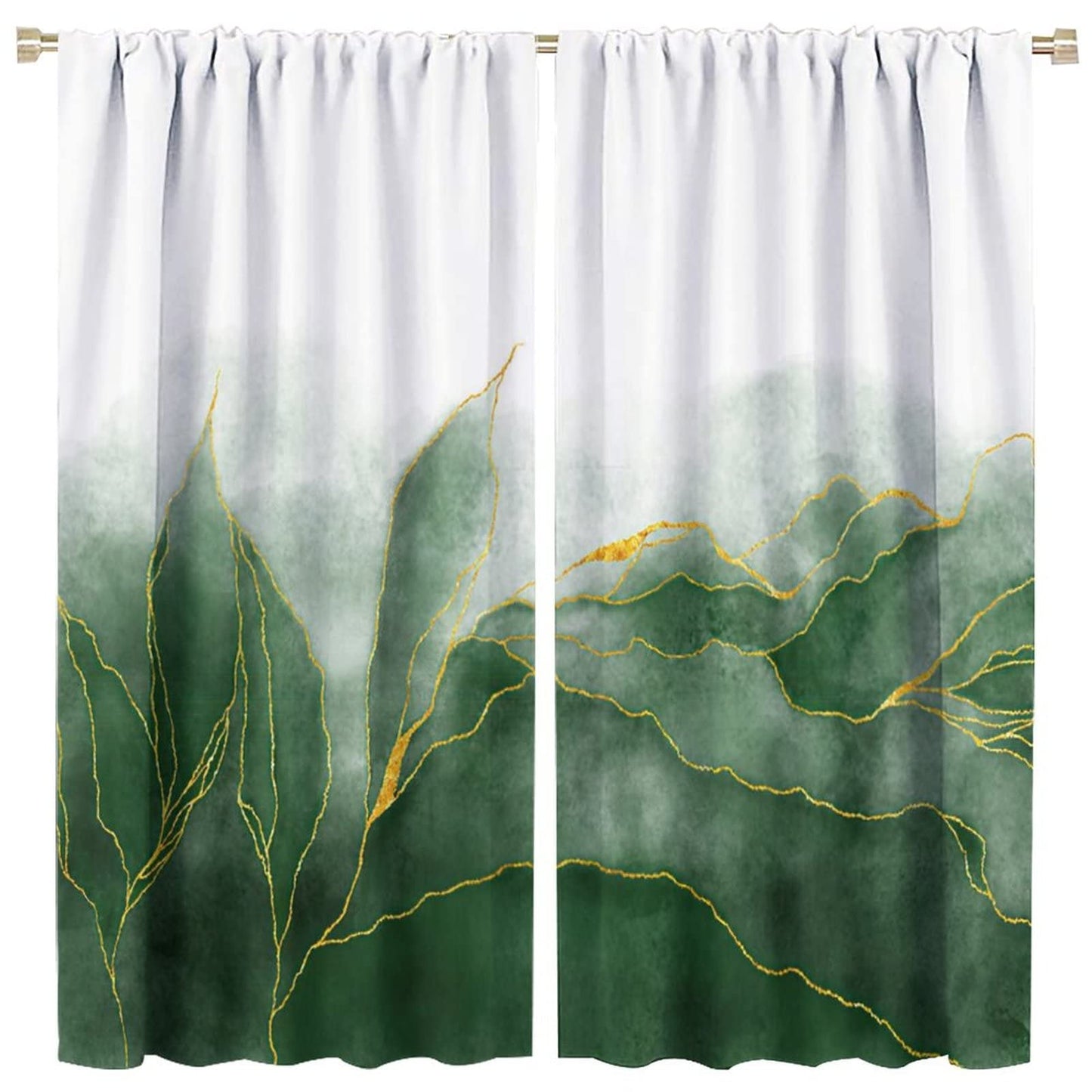 JESTRONRY Luxury Green Marble Print Curtains,Watercolor Style Texture Design Room Darkening Thermal Insulated Window Curtain Living Room Bedroom Bathroom Decor W42xL45in