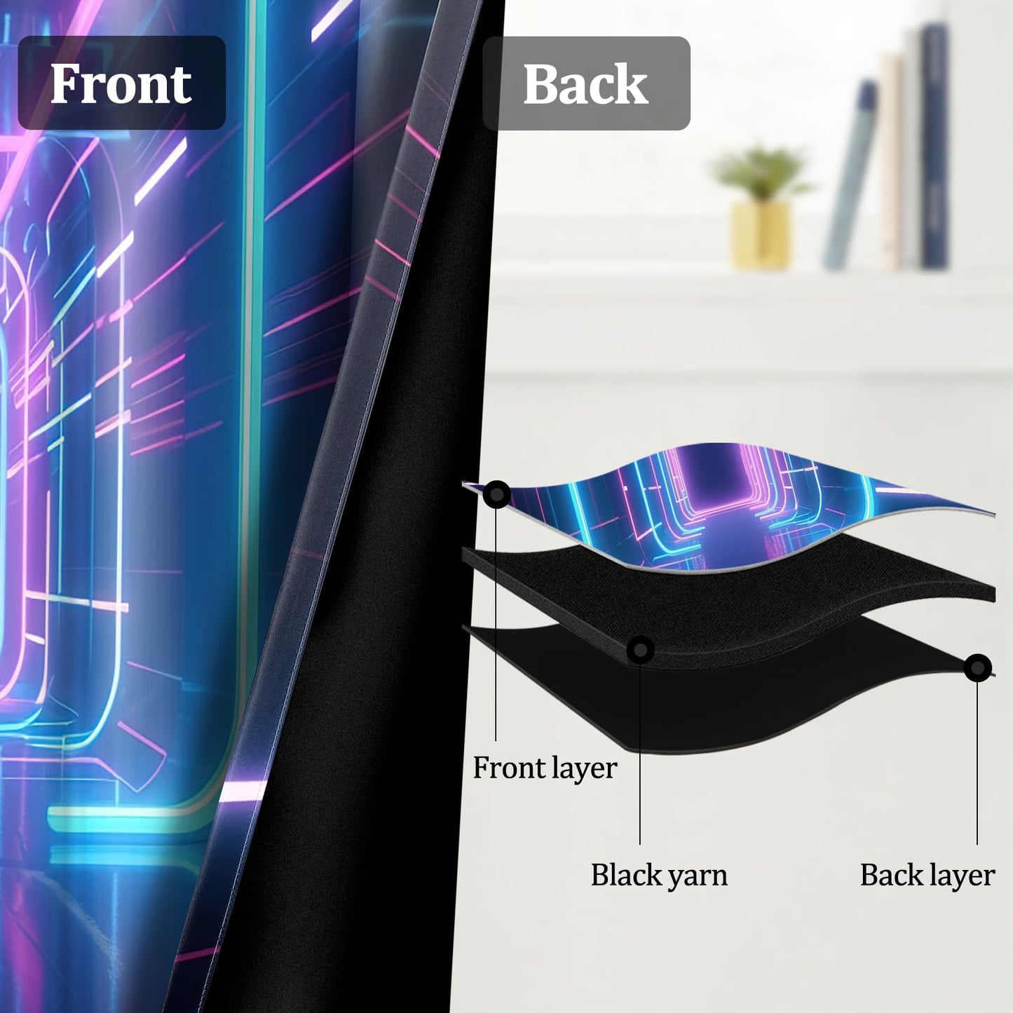 Kzzfqxb Gaming Blackout Curtains for Boys Bedroom, Science Fiction Time Tunnel Neon Light Curtains, Light Blocking Drapes for Living Room Decor with Grommets,2 Panels,Each W42 xL63