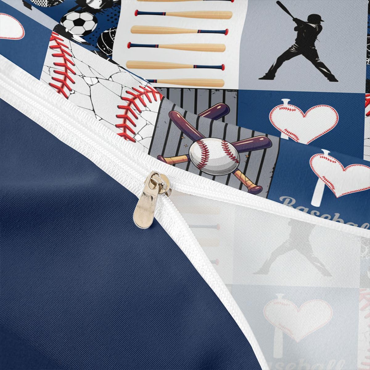 Erosebridal Baseball Bedding Set - Boys Teens Men Comforter Cover Sports Theme Duvet Cover Patchwork Pattern Bedspread Modern Sports Bedding, Full Size
