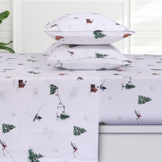 Tribeca Living Ultra Soft Turkish Cotton Flannel Queen Sheet Set with Extra Deep Pocket, 100% Cotton Flannel Sheets 4 Piece Set, Aspen 170-GSM