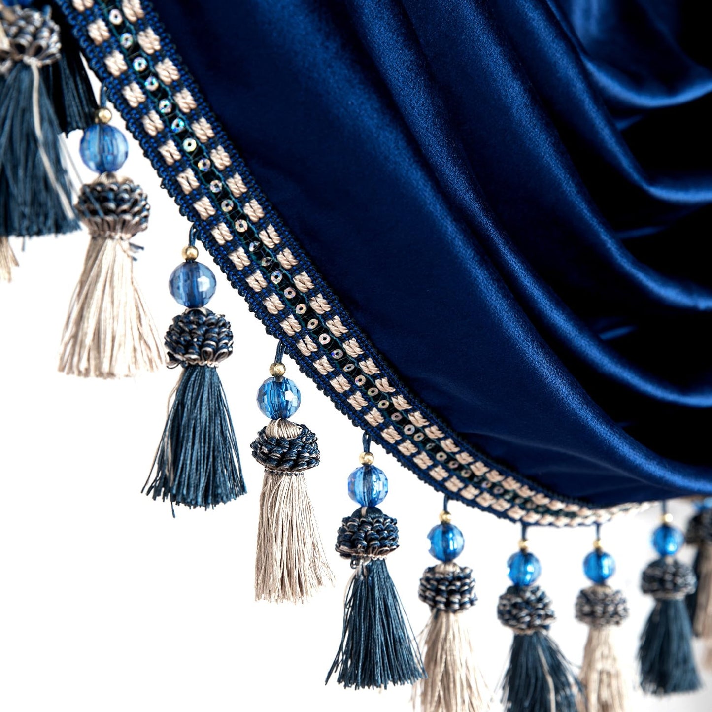 VOGOL Blue Velvet Waterfall Valance, Decorative Swag Curtains for Living Room & Guest Room Windows, 59 Inch Wide Rod Pocket, 1 Panel