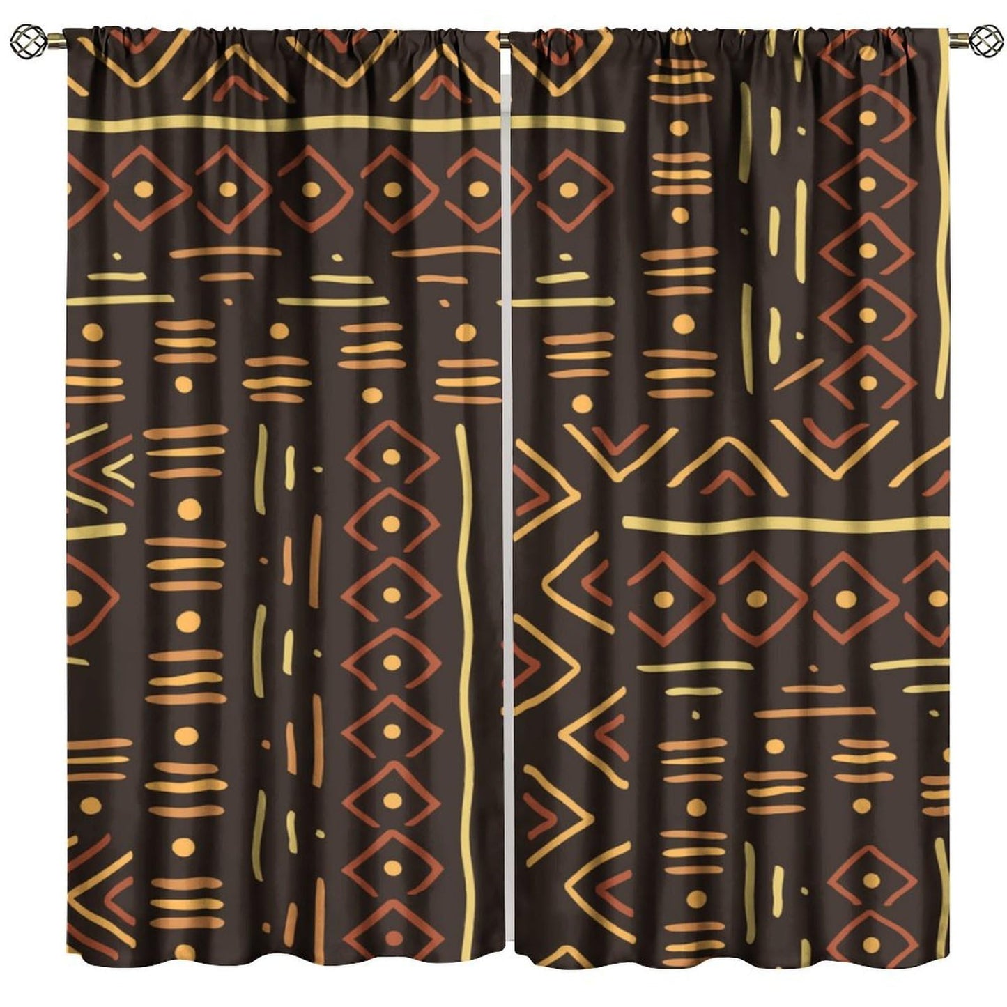 African Mask Woman Curtains Boho Ethnic Traditional African Traditional Ceremony Giraffe Silhouette Rod Pocket Window Treatments for Living Room Bedroom Kitchen 2 Panels 41" x 45"（No Blackout）