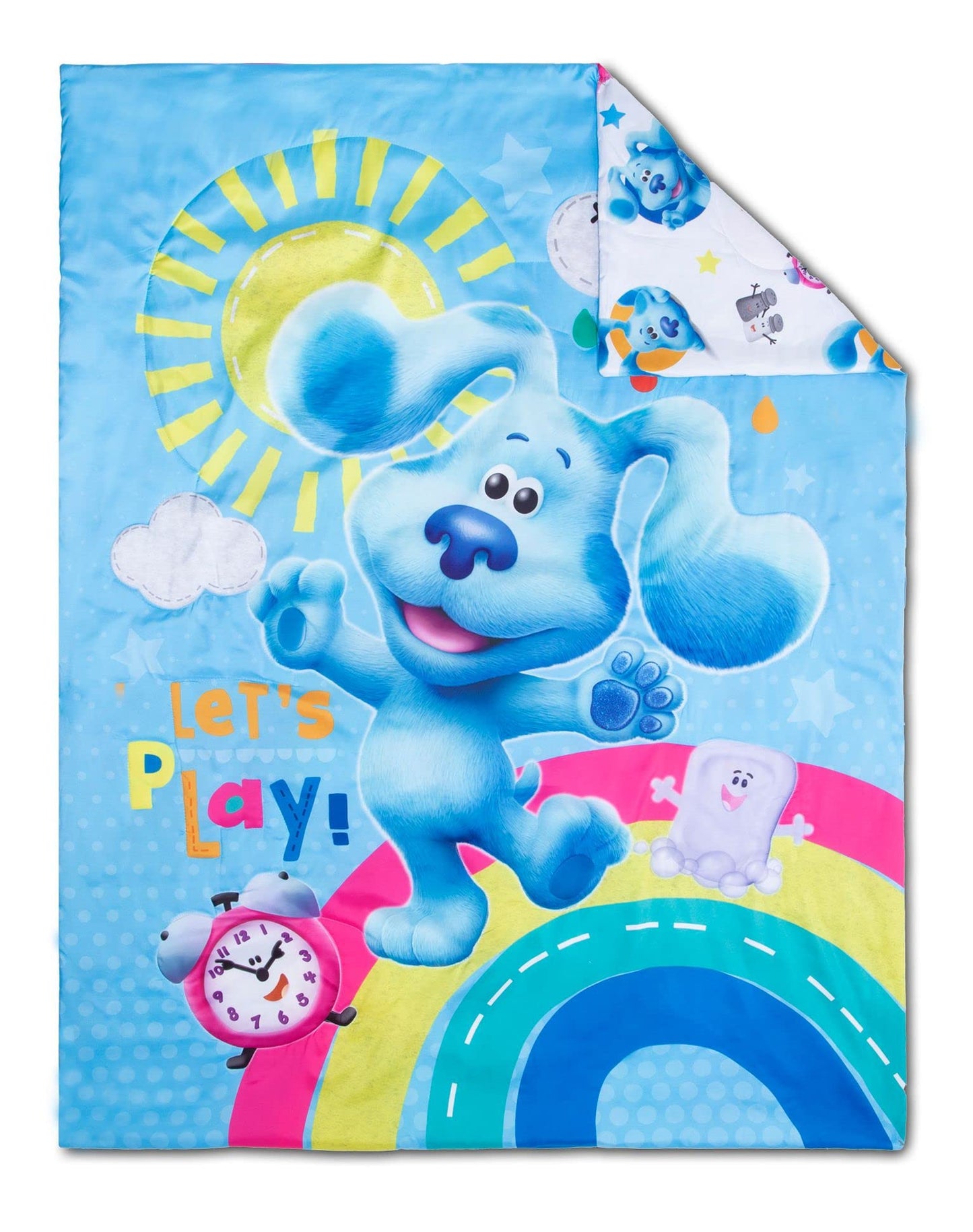 Blue's Clues 4 Piece Toddler Bedding Set - Includes Comforter, Fitted Sheet, Top Sheet, and Pillow Case - Blue's Clues Character Design for Toddler Bed