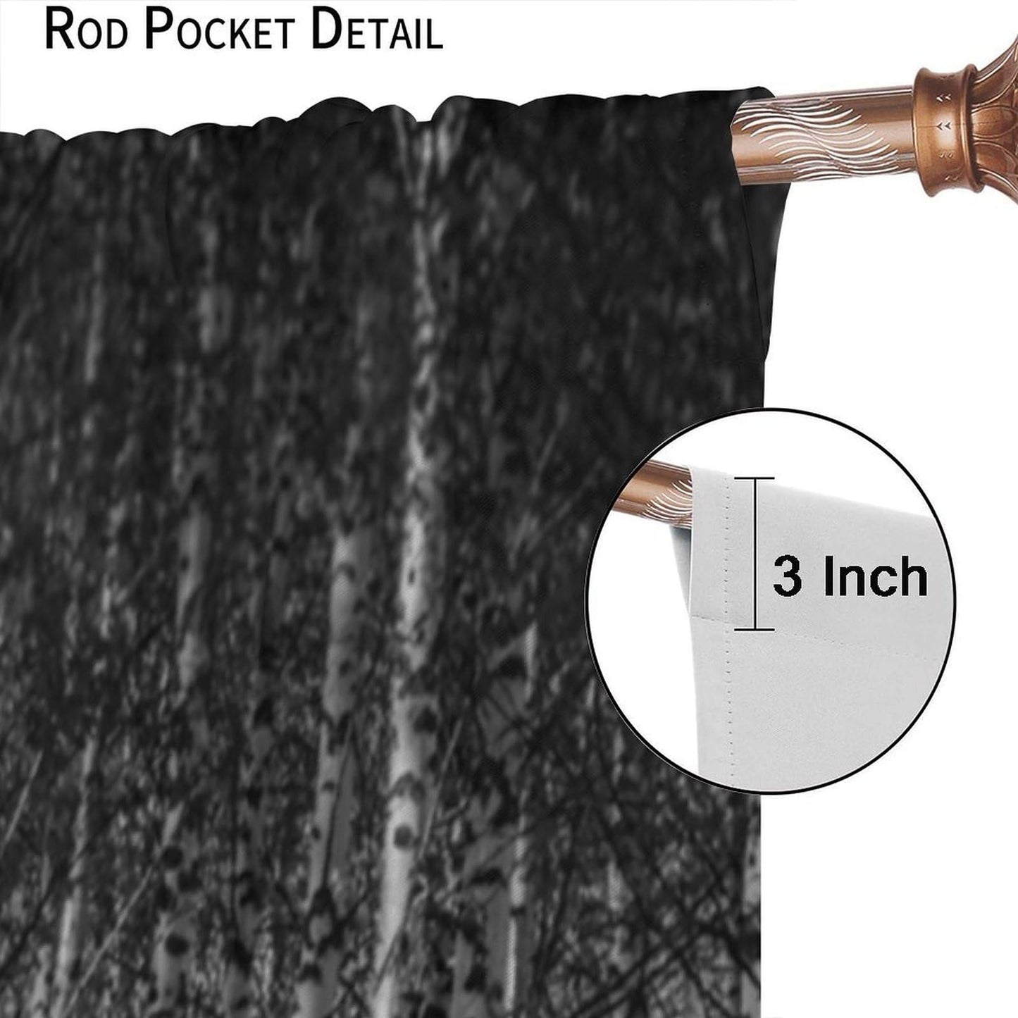 SHElifestyle Gothic Forest Window Curtains, Dark Scary Window Treatments Halloween Horror Spooky Black Trees Window Drapes for Bedroom Living Room W42 X L45