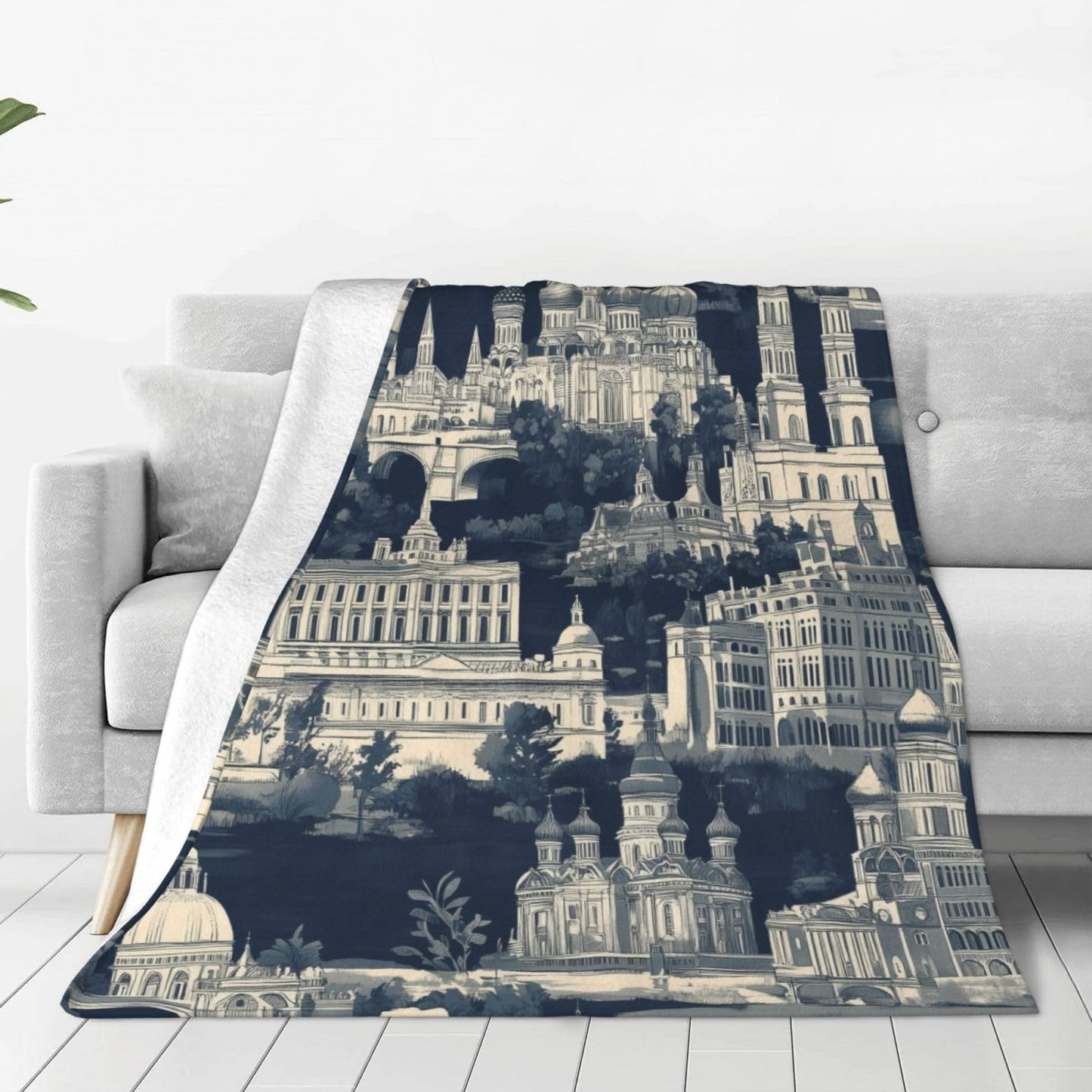 JXDXHCW Throw Blanket Large Size 80"X60" Inches Monochrome Cityscape Soft Cozy Lightweight Blankets for Men and Women