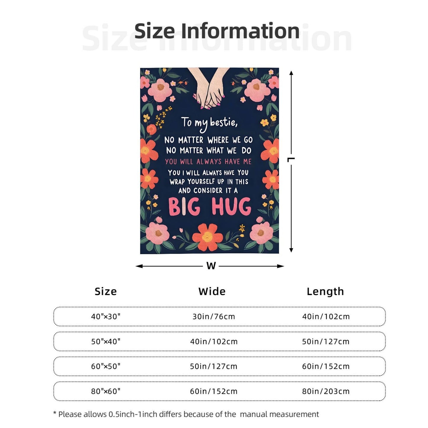 Sending You A Big Hugs So Its There When You Need It Blanket Cozy Flannel Comfort Throw Sympathy Healing Gift Encouragement Blanket for Family and Friends (White 18, 50x60in(127cm*153cm))