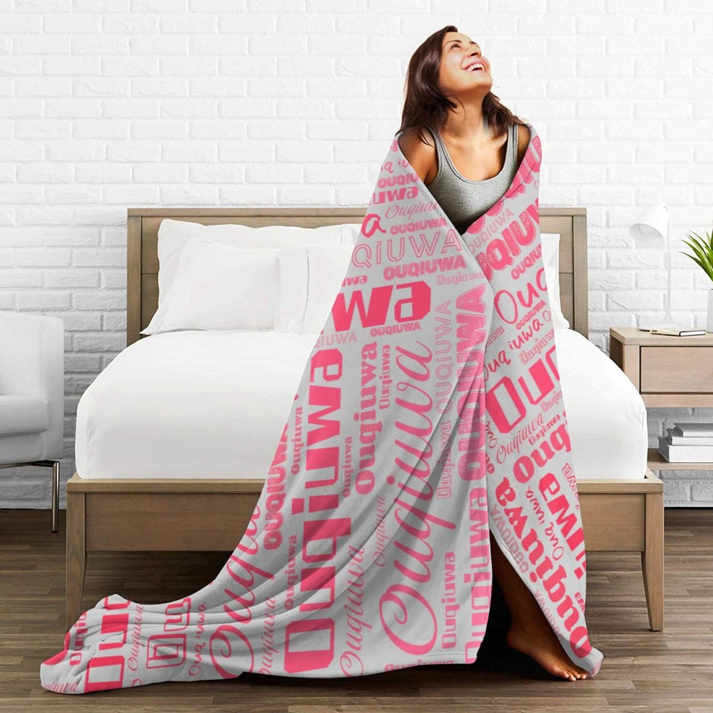 Personalized Blankets with Name Customized Throw Blanket Soft Lightweight Flannel Fleece Blanket 50"X40" for Bed Sofa Couch Camping Travel
