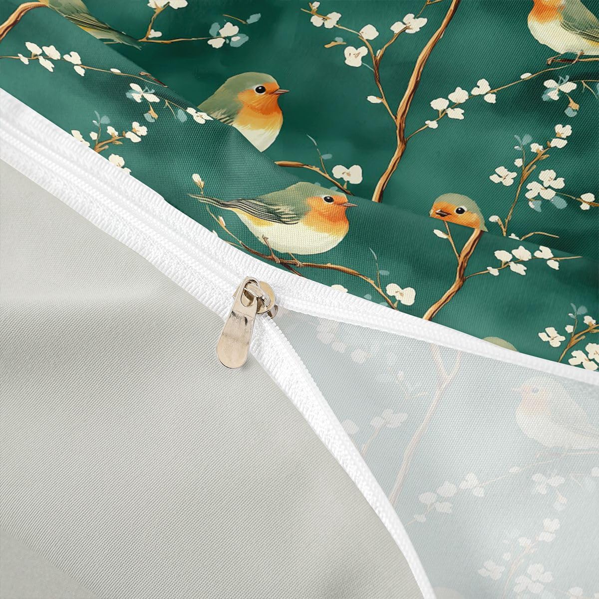 Erosebridal Bird Duvet Cover Twin Branches Comforter Cover for Kids Teens Leaves Floral Bedding Set Wildlife Animals Botanical Bed Set