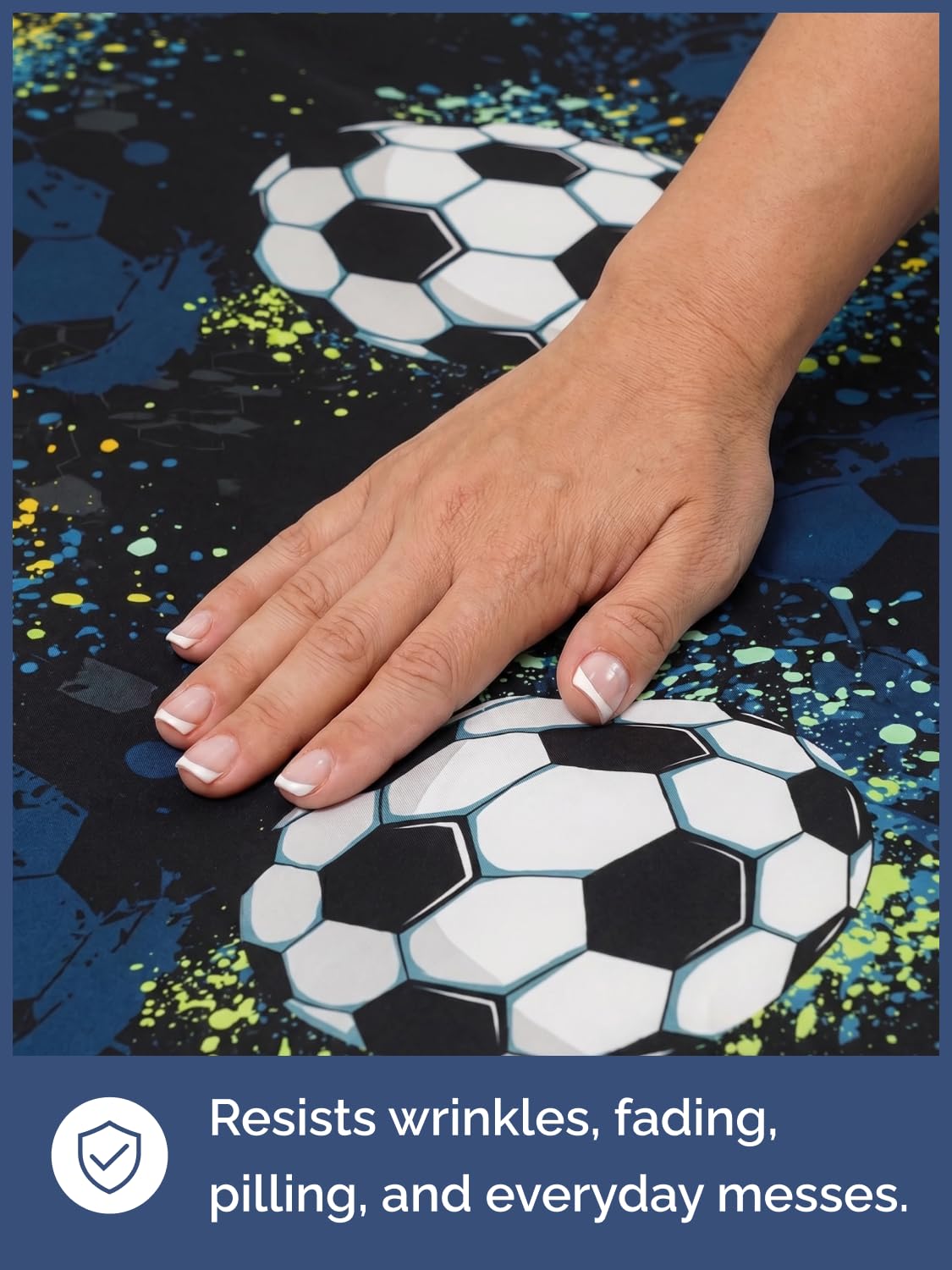 CGK Unlimited Kids Midnight Soccer Full 4 Piece Sheet Set - Boys, Girls, Teens, Toddler - Easy Fit Deep Pockets - Soft, Cooling & Breathable Sheets - Cute, Cozy, Fade & Wrinkle Free - Machine Washable