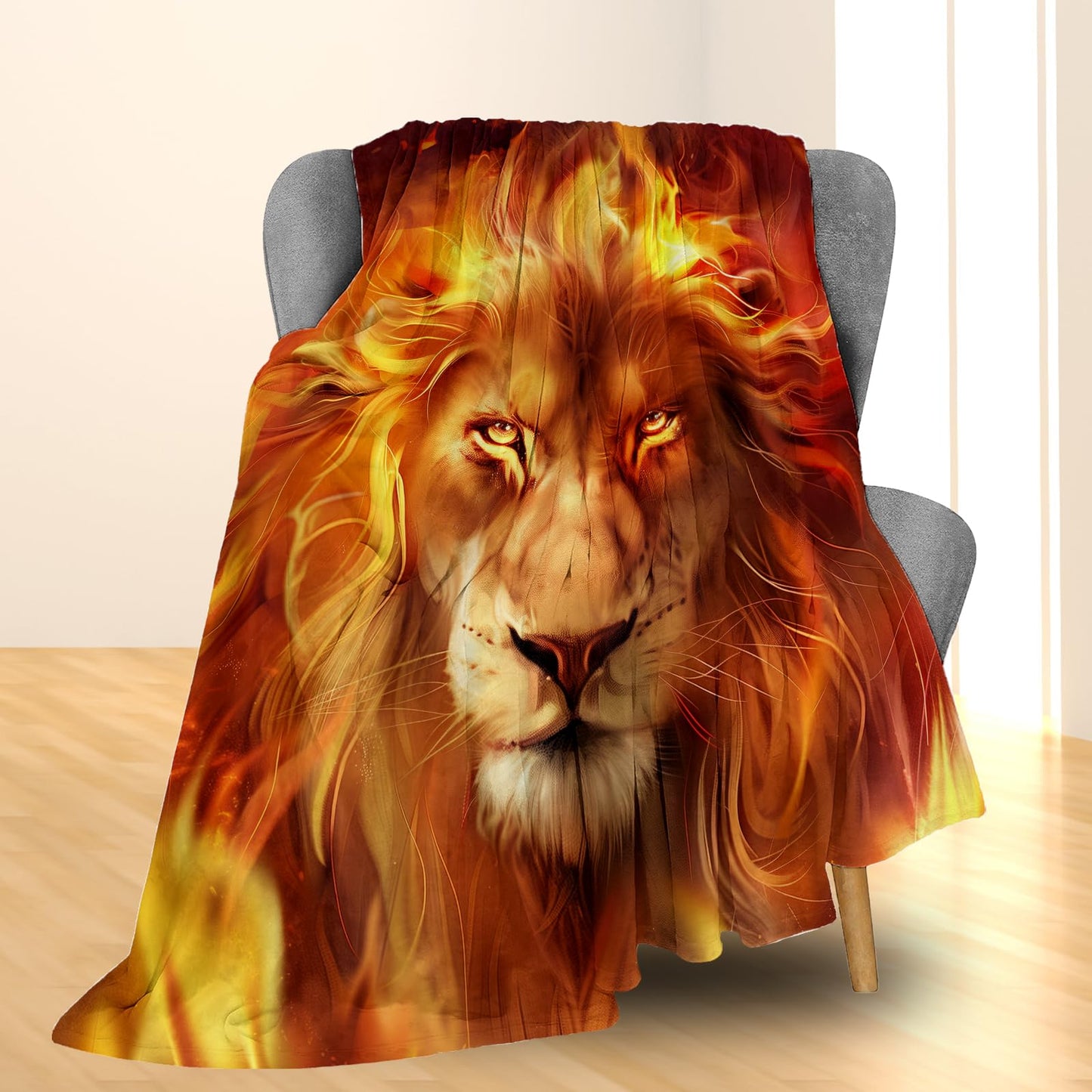 Ti Caldi Lion Blanket - Soft Cozy Lightweight Flannel Throw Blanket for Couch, Bed, Travel & Outdoor | Warm Fuzzy Blankets for Adults Kids Men Boys 50×60 in
