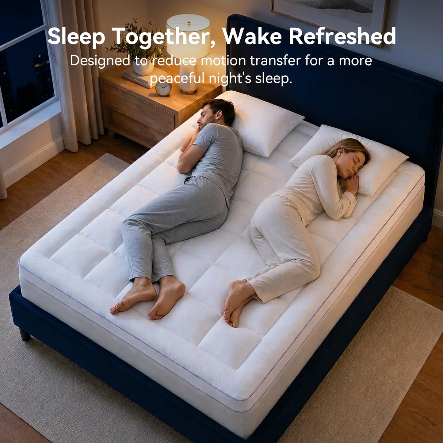 ABENE Full Size Dual Layer 3 Inch Memory Foam Mattress Topper, 2 Inch Gel Memory Foam Plus 1 Inch Down Alternative Pillowtop Mattress Pad Cover, Thick Soft Bed Topper Support for Back Pain