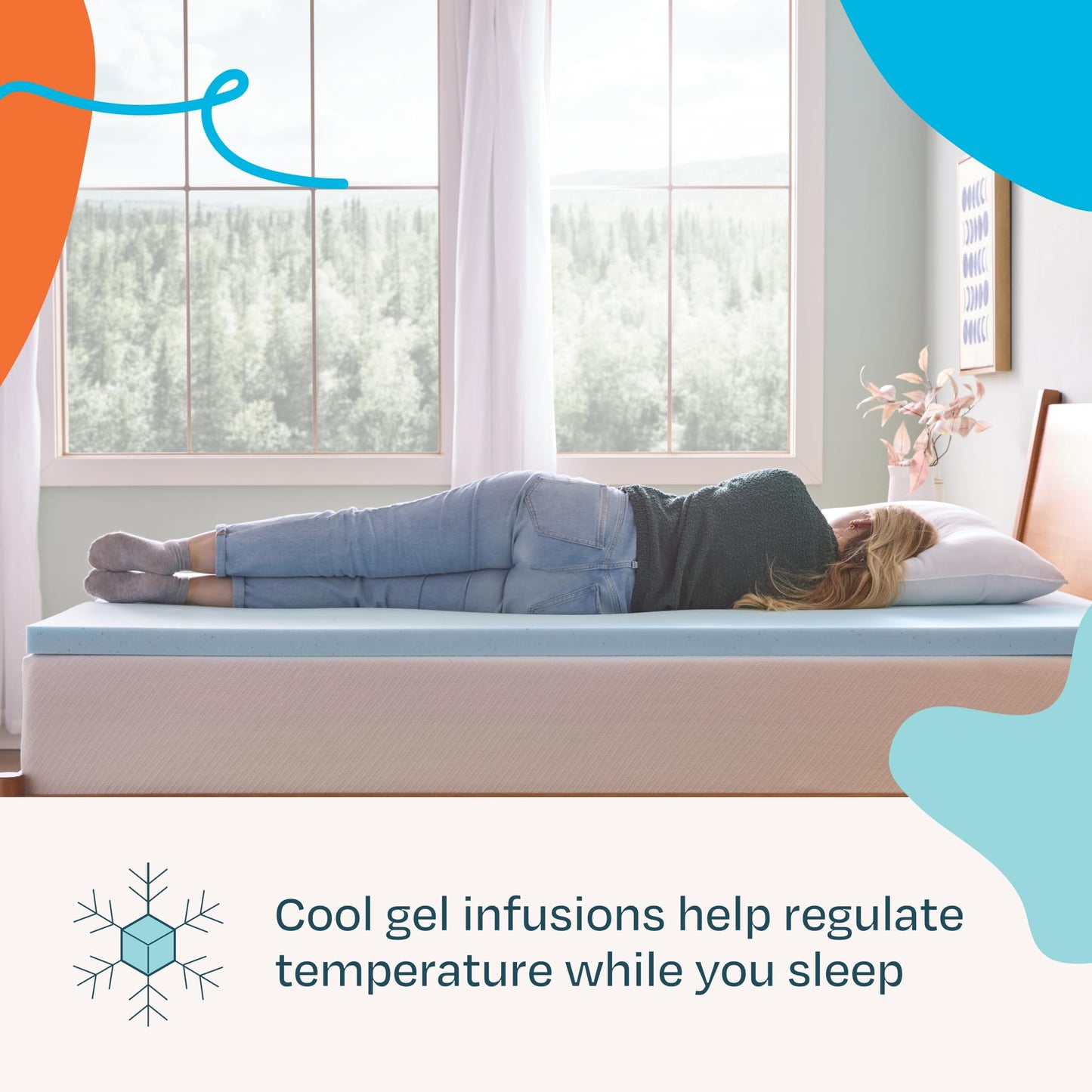 Linenspa Memory Foam Mattress Topper, Queen Size - 2 Inch Gel Infused Memory Foam - Plush Feel - Cooling and Pressure Relieving - CertiPUR Certified