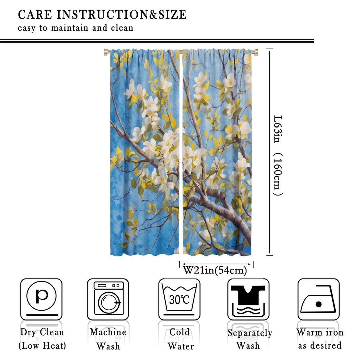 SOPIYRIO Farmhouse Flower Branch Blackout Window Curtains Beautiful Flowers Tree Rod Pocket Curtains for Bedroom Thermal Insulating Drapes for Living Room 2 Panels, Each 21 W x 45 L inch