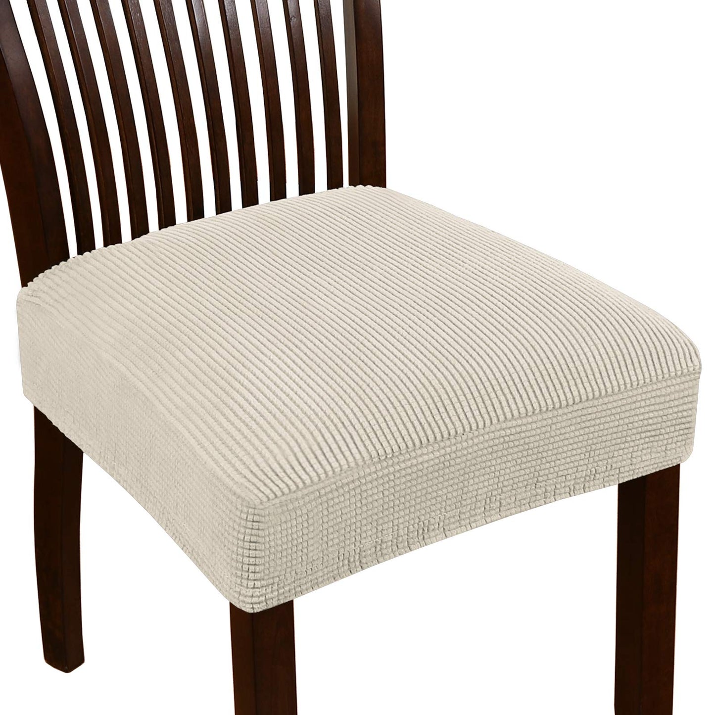 Turquoize Stretch Dining Chair Covers Seat Covers for Dining Room Chair Covers Set of 6，Removable Washable Kitchen Chair Seat Cushion Slipcovers Protector, Natural