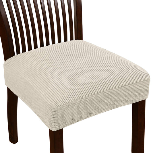 Turquoize Stretch Dining Chair Covers Seat Covers for Dining Room Chair Covers Set of 6，Removable Washable Kitchen Chair Seat Cushion Slipcovers Protector, Natural