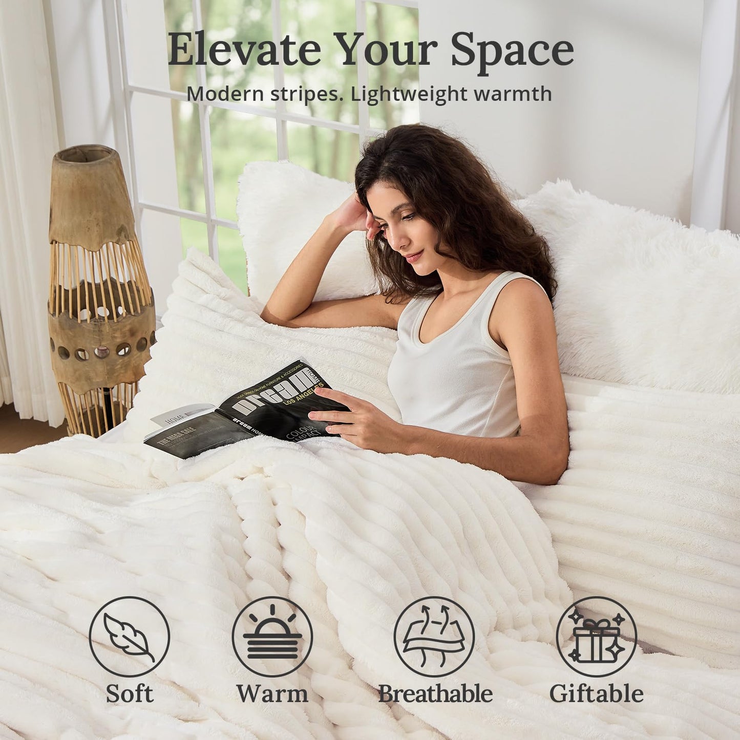 Sasttie King Comforter Set 3 Pieces - Super Soft Fleece Comforters King Size, 1 Luxury Warm Fuzzy Marshmallow Comforter with 2 Pillow Cases, Faux Fur Down Alternative Bedding Set, Cream White