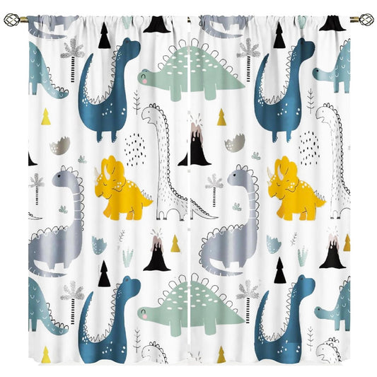 Yearn Jear Boys Dinosaur Curtains for Kids Boys Cartoon Dino Toddler Room Decor Nursery Colorful Safari Funny Animal Printed Bedroom Living Room Window Drapes Panels 42Wx45L in Decor
