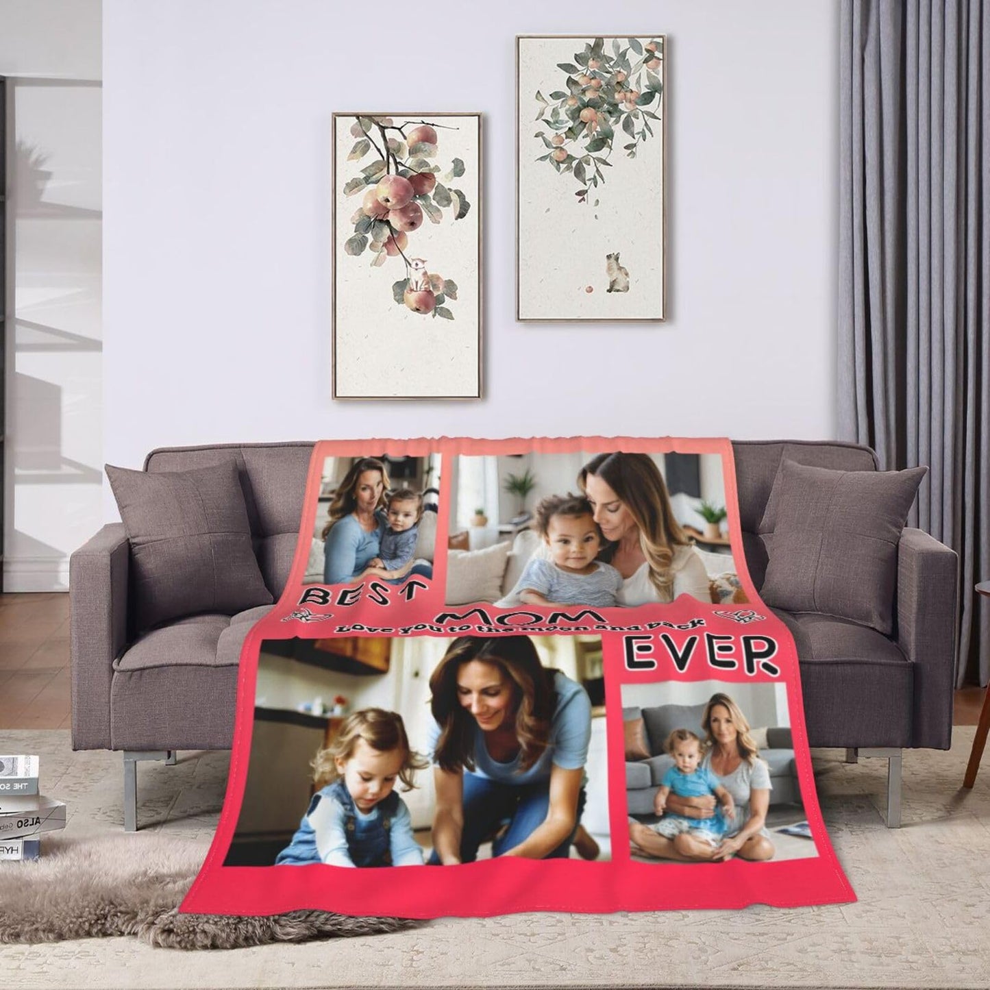 Dewoofly Personalized Photos Flannel Throw Blankets Custom Gift for Your Best Mom Ever, Customized Blanket All Seasons for Birthday Mother's Day Presents 60"x50" (Print in USA)
