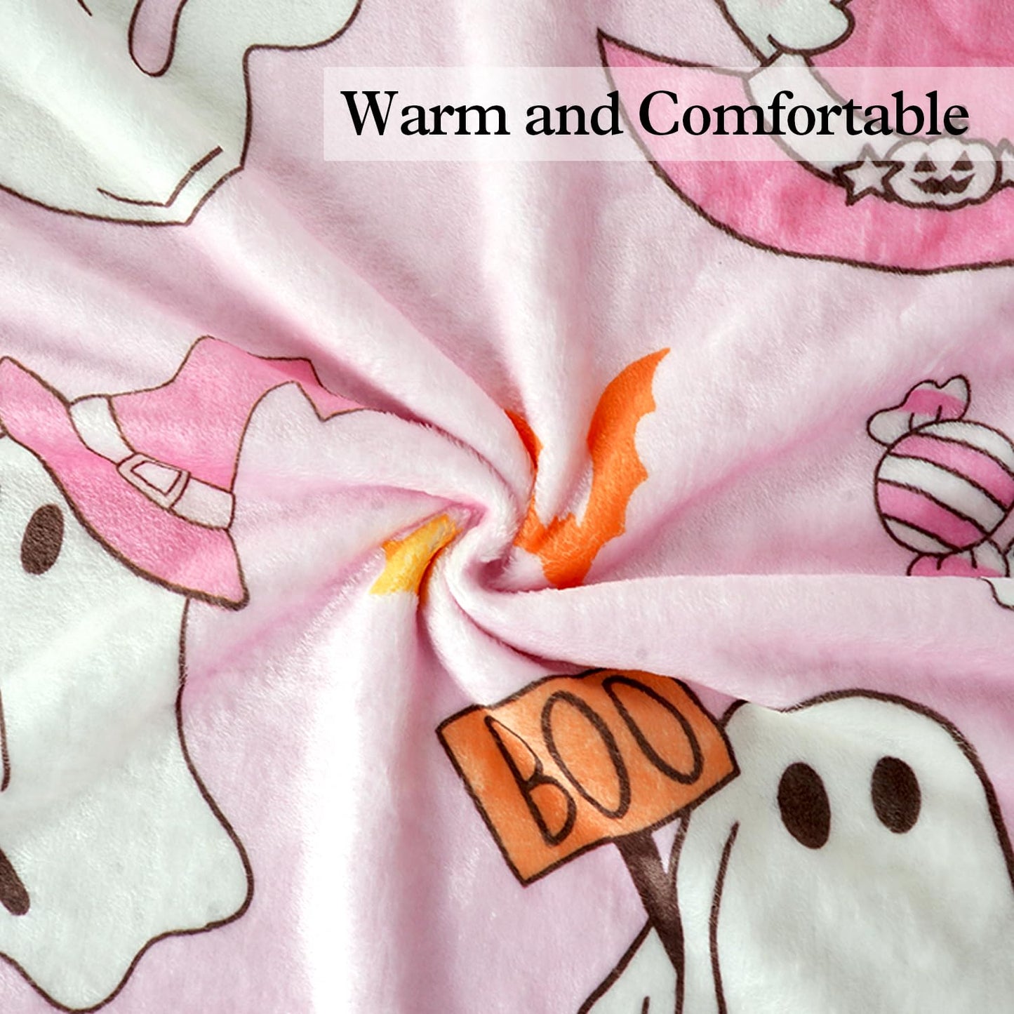 UIMCHWP Pink Ghost Boo Blanket - Fun and Cute Flannel Soft Warm Blanket for Sofas and Chairs - 50x60 Inch