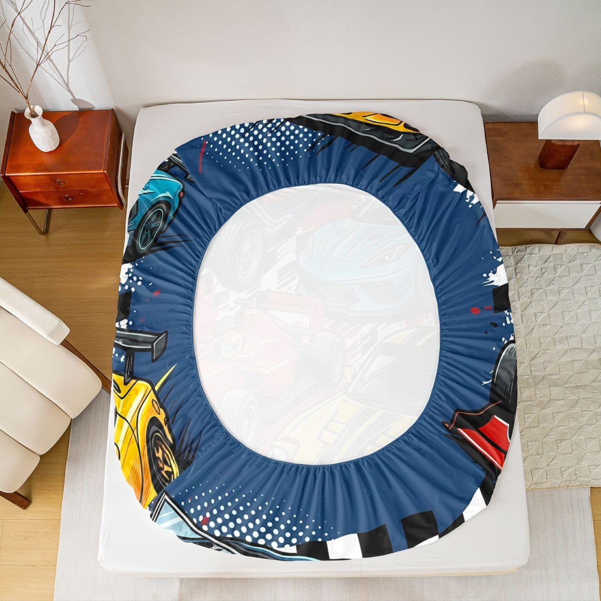 Feelyou Boys Race Car Fitted Sheet Twin Size for Kids Boys Girls Speed Sports Car Bed Sheets Set 16" Deep Pocket Soft Breathable Extreme Sports Bedding with 1 Pillowcase Automobile Room Decor