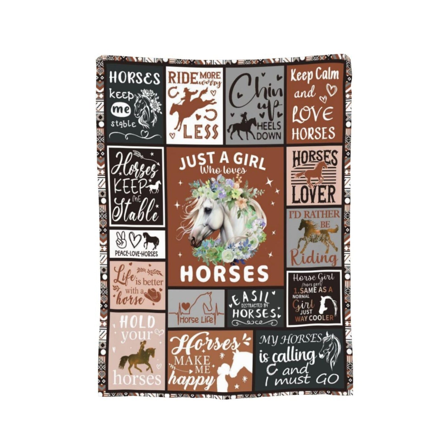 Horse Lover Gift for Women - 50"x40" Ultra Soft Plush Flannel Fleece Brown Horse Throw Blanket, Cozy Fluffy Decor for Couch Bed, Christmas Birthday Present