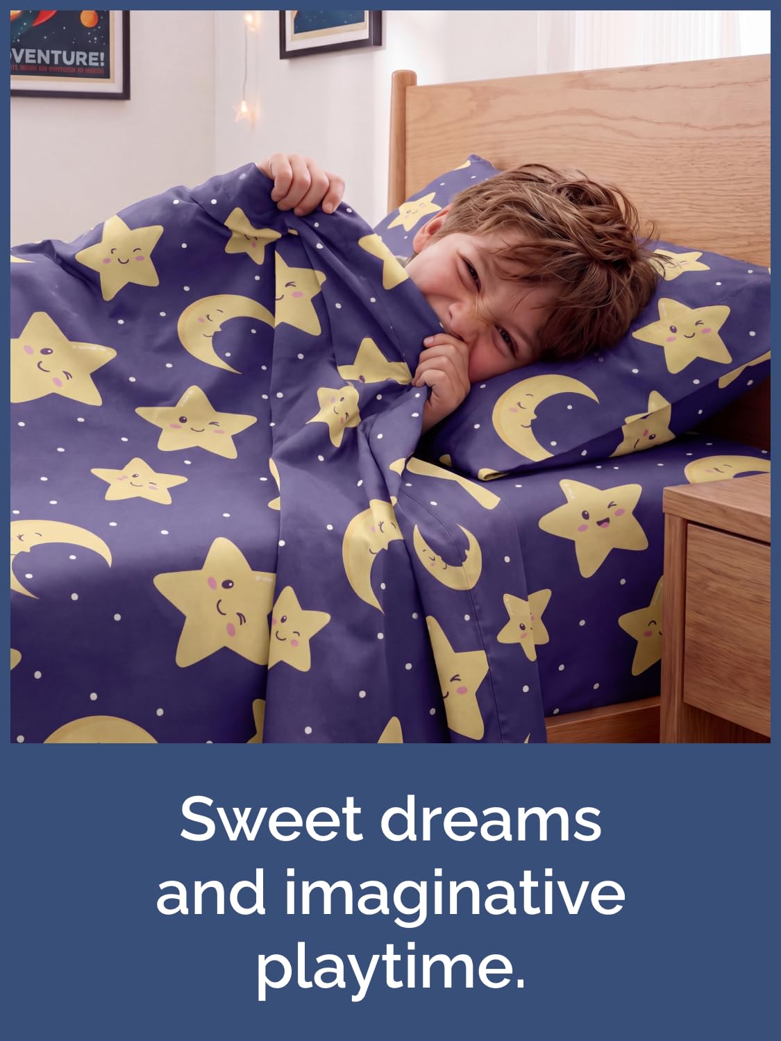 CGK Unlimited Kids Twinkle Stars Twin 3 Piece Sheet Set - Boys, Girls, Teens, Toddler - Easy Fit Deep Pockets - Soft, Cooling & Breathable Sheets - Cute, Cozy, Fade & Wrinkle Free - Machine Washable
