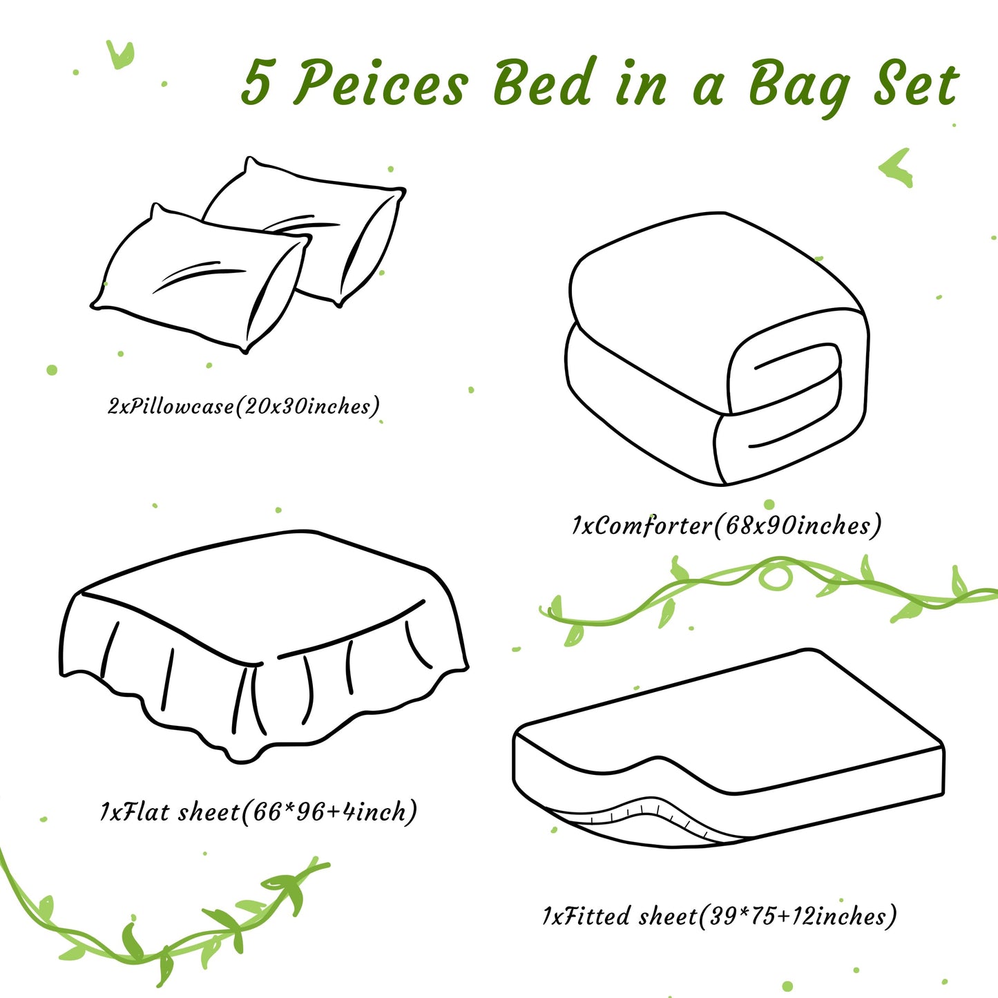 NTBAY Twin Comforter Set with Sheets, 5 Pieces Soft and Breathable Twin Bedding Set, Twin Bed in a Bag, Down Alternative Comforter Set Solid Color All Season, Kids Bedding Set, Brown