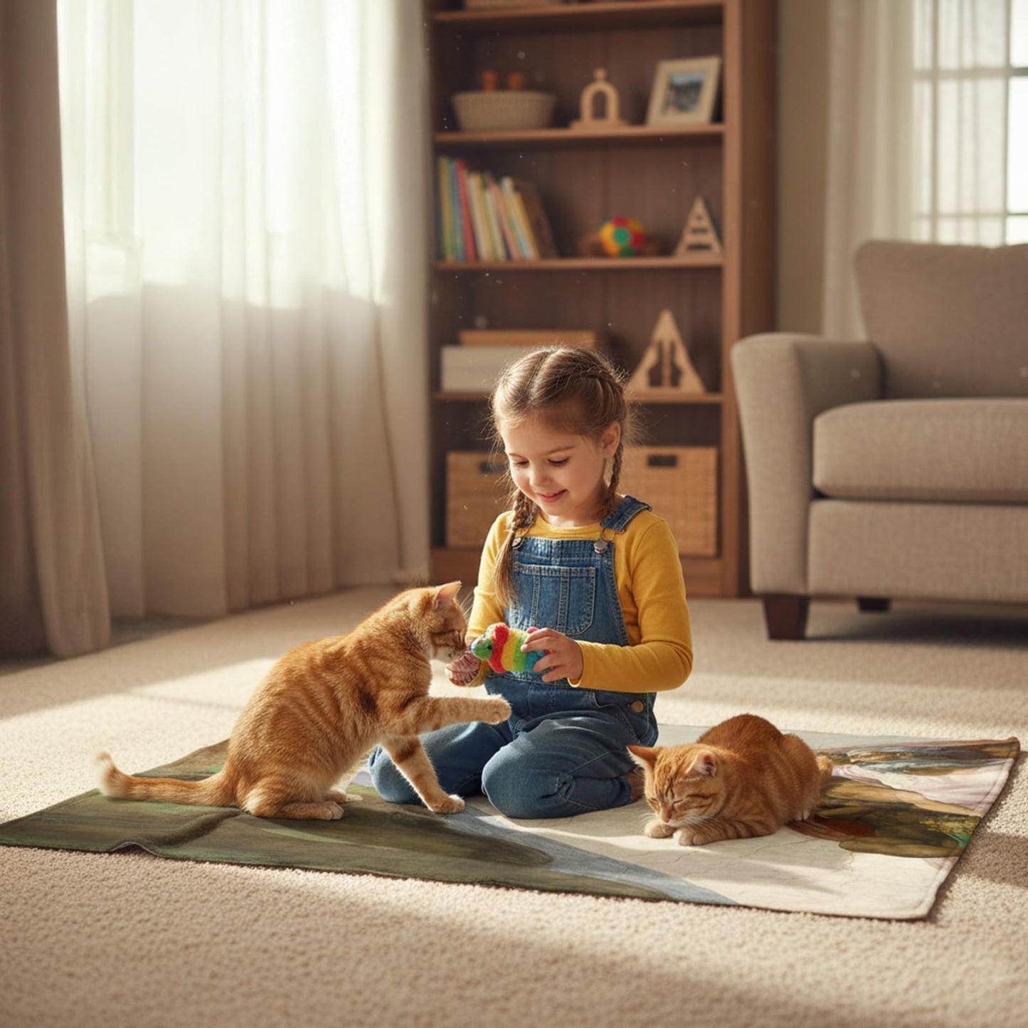 kampdream Funny Cat Art Flannel Blanket, Michelangelo Parody with Orange Cat, Super Soft and Warm Blanket for Couch Sofa Living Room Ideal Gift Beige 50×60 inch