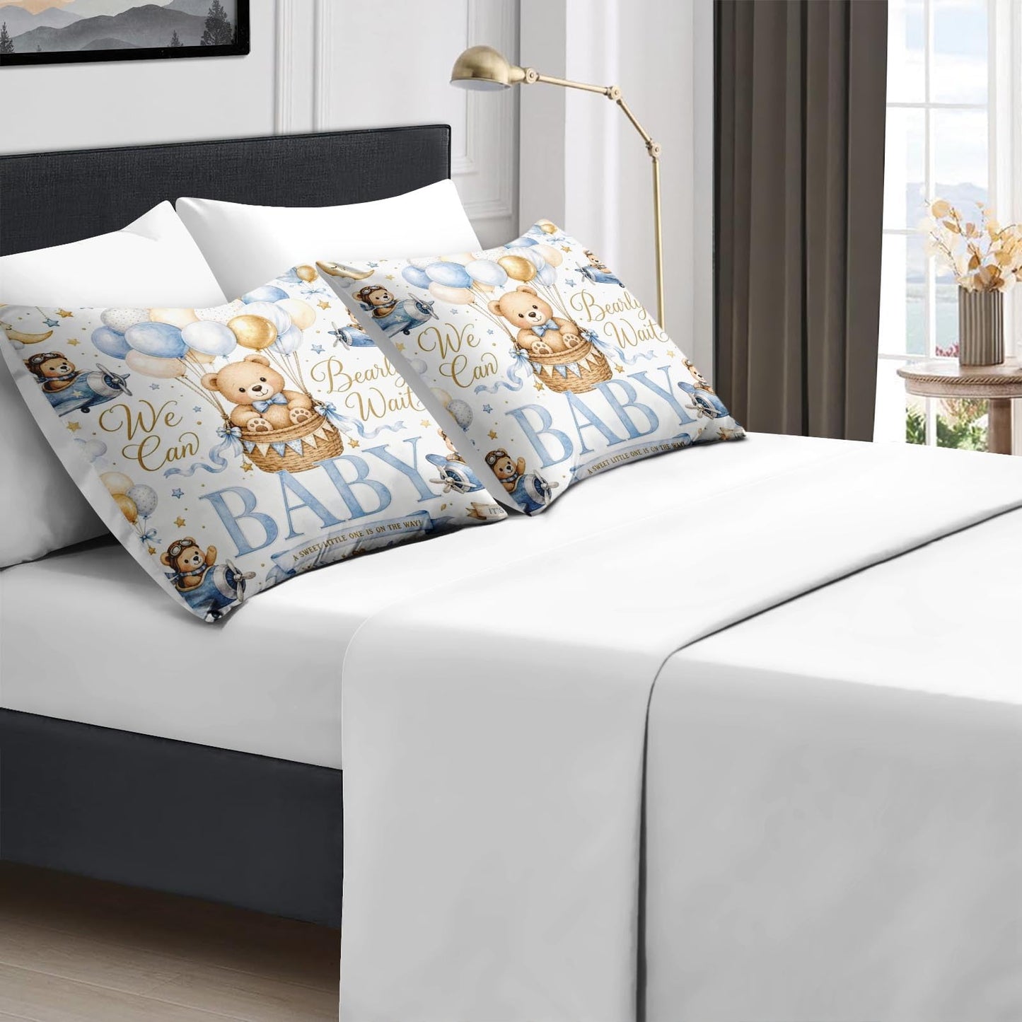 Boewywh Comforter Set Twin Size Bear Blue Star 5 Pcs, Bedding for Kids and Adults, Bed Sheet Sets with Fitted Sheet Pillowcase & Sham for Bedroom Bed Decor