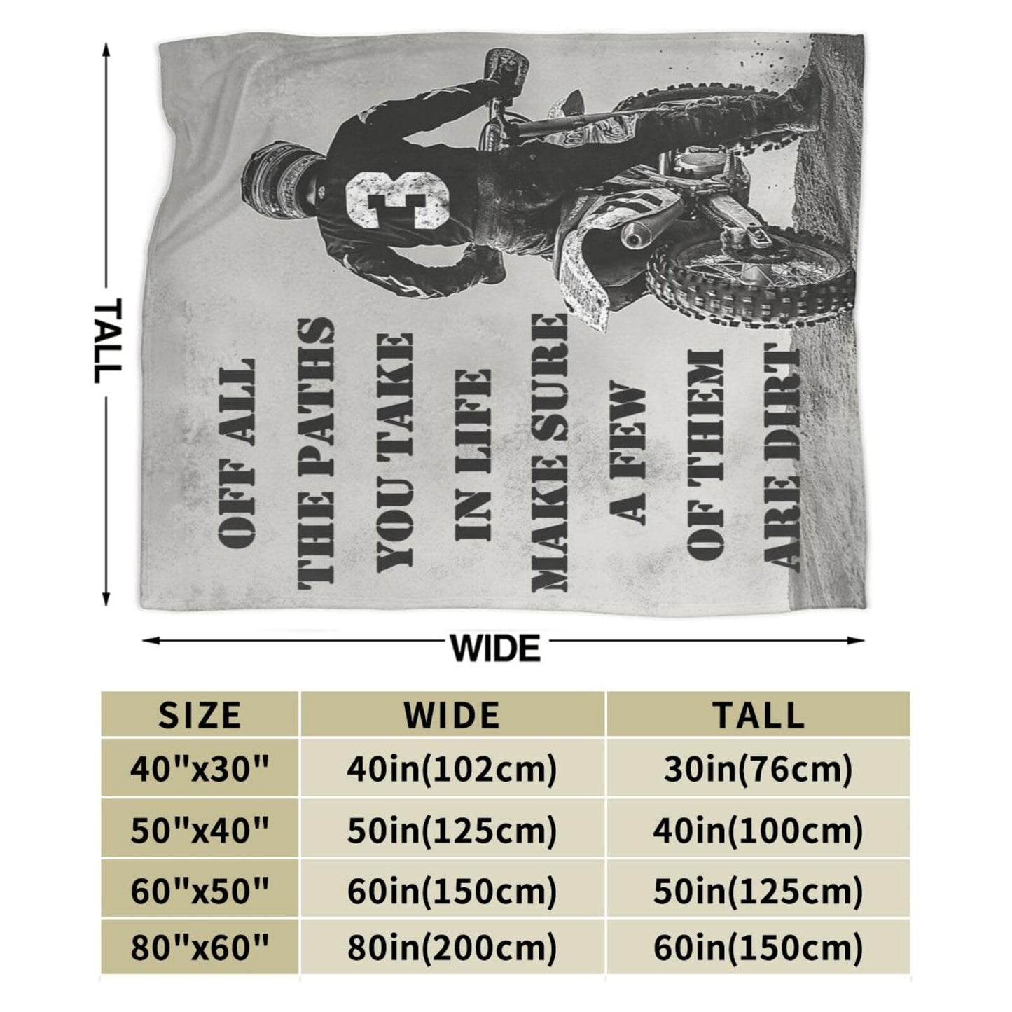 Dirt Bike Blanket Inspiring Motorbike Blankets Fleece Plush Flannel Super Soft Cozy Fuzzy Warm Lightweight Stuff Motorcycle Sports Decor Gifts for Boys Girls Kids Adults Men Women 40" x 50"