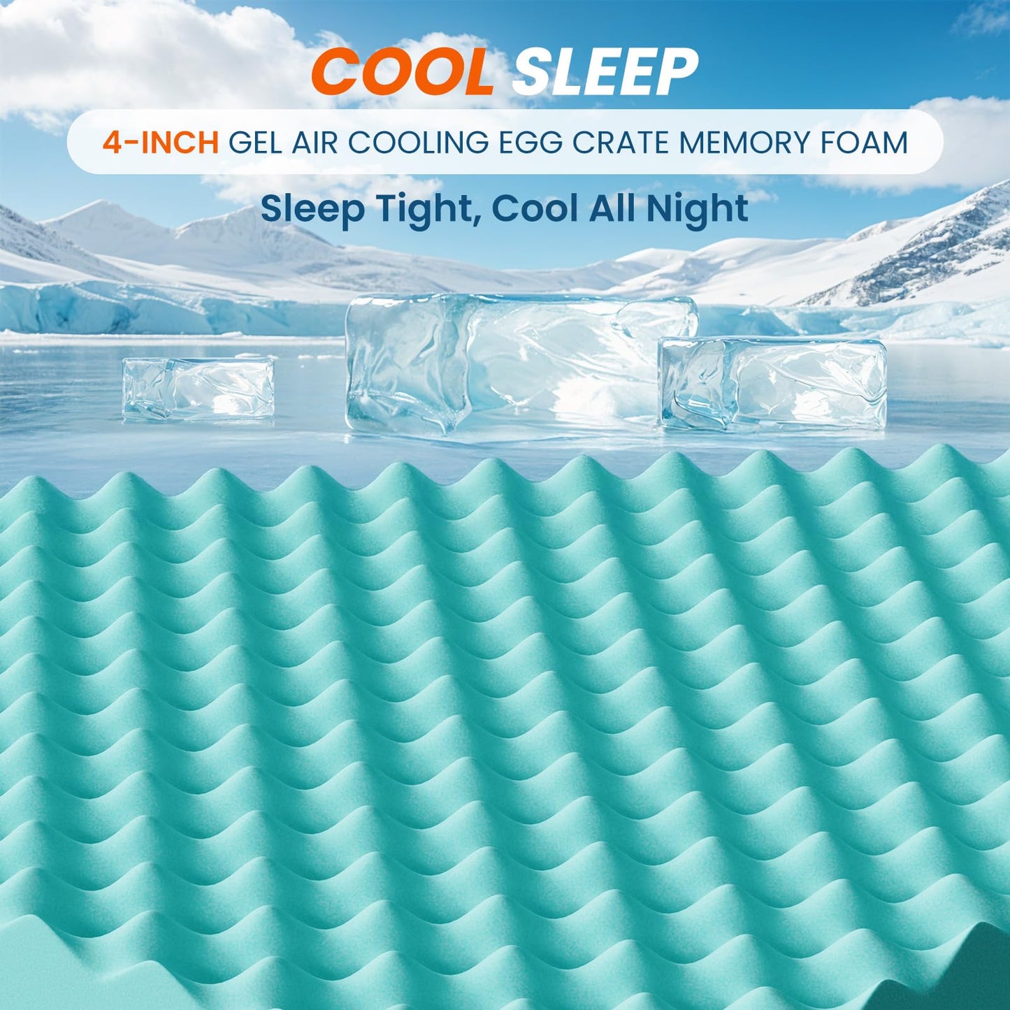 4 Inch Dual Layer Memory Foam Mattress Topper - 2 Inch 1000GSM Fluffy Soft Pillow Top Mattress Pad Cover and 2 Inch Cooling Gel Memory Foam for Back Pain Relief, with 8-21" Deep Pocket (Queen,60"x80")