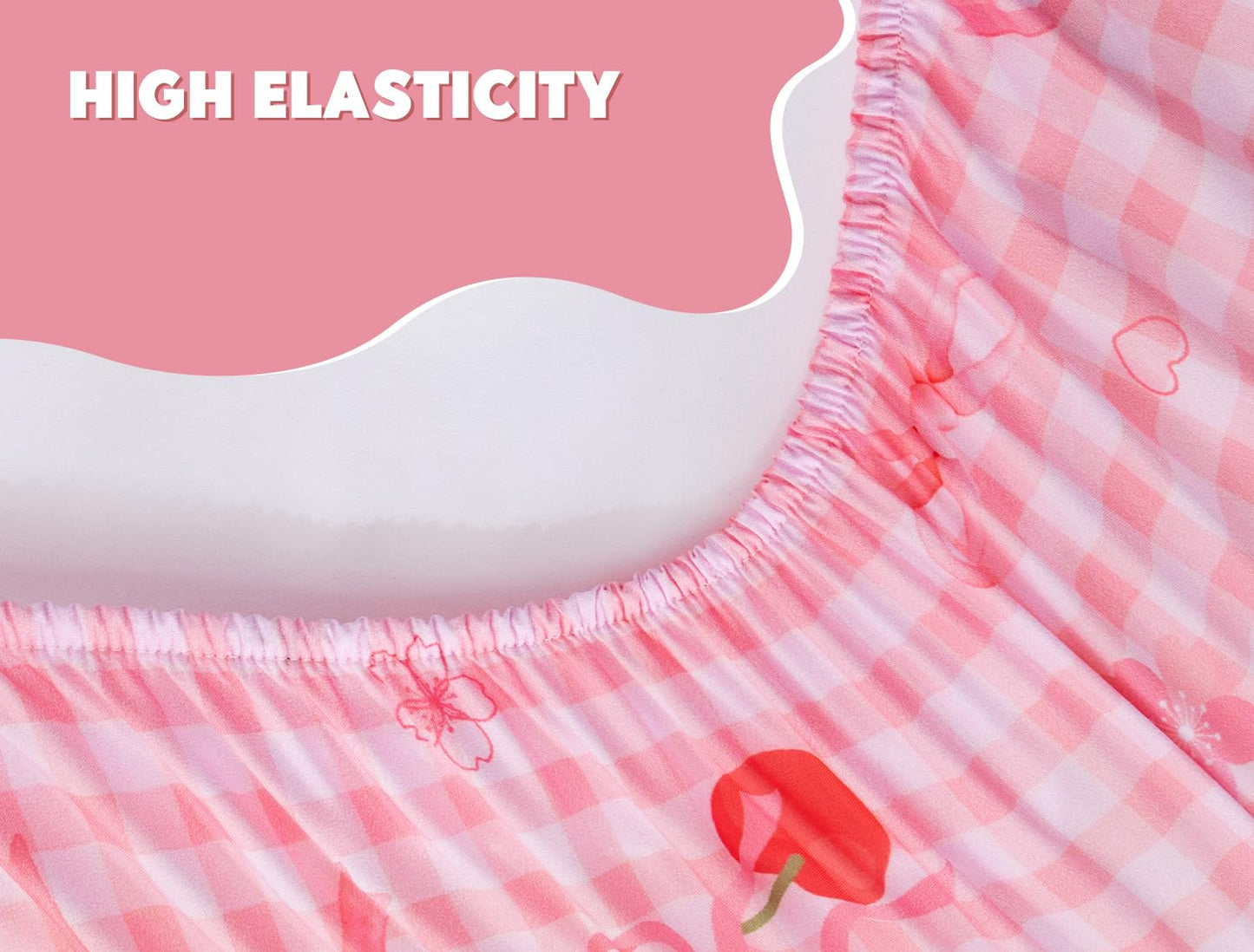 Meeting Story 3pcs Plaid Checkered Kids Comforter Sets Zipper Bedding Set for Girls,Twin Cherry Kid Bedding Set Strawberry Comforter Bedding for Kid, Bed in a Bag（DarkPink,Twin）