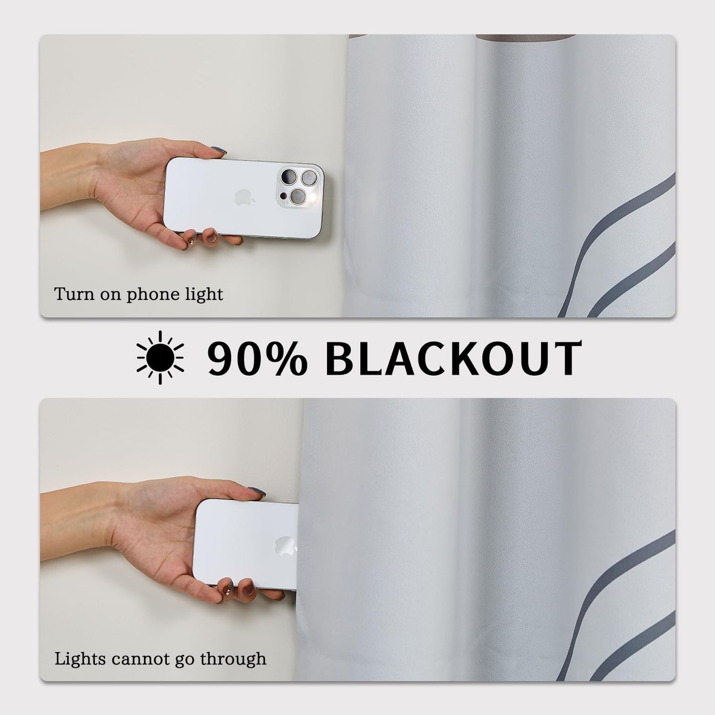 NAEMBCU Modern Geometric Blackout Curtains 84 Inches Long 2 Panels, Retro Linear Pattern Window Drapes, Light Blocking Thermal Insulated Curtains for Modern Bedroom & Living Room Decor